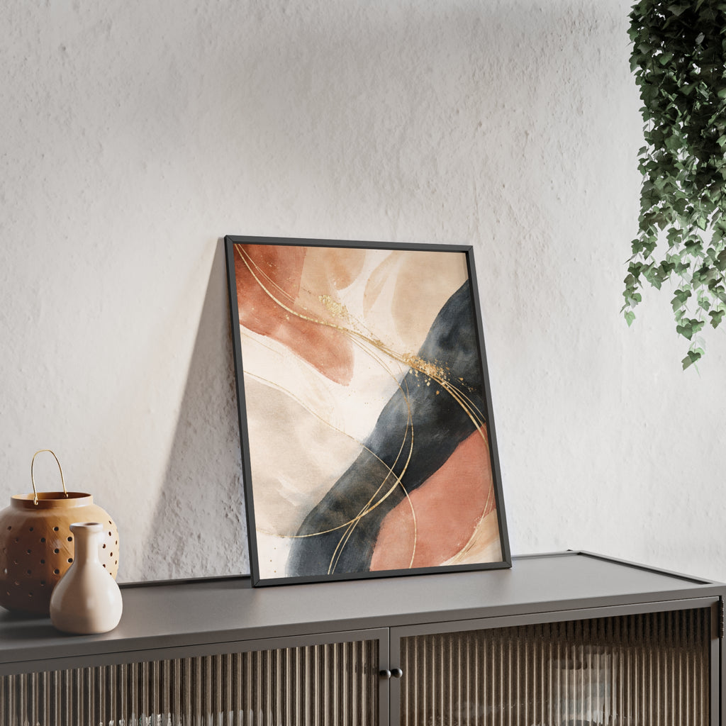 Abstract Gold Arc Framed Poster Modern Watercolor Wall Art