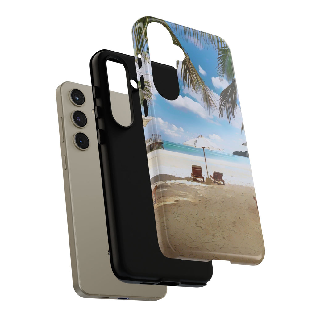 Beach Paradise Tropical Palm Beach Scene Tough Phone Case