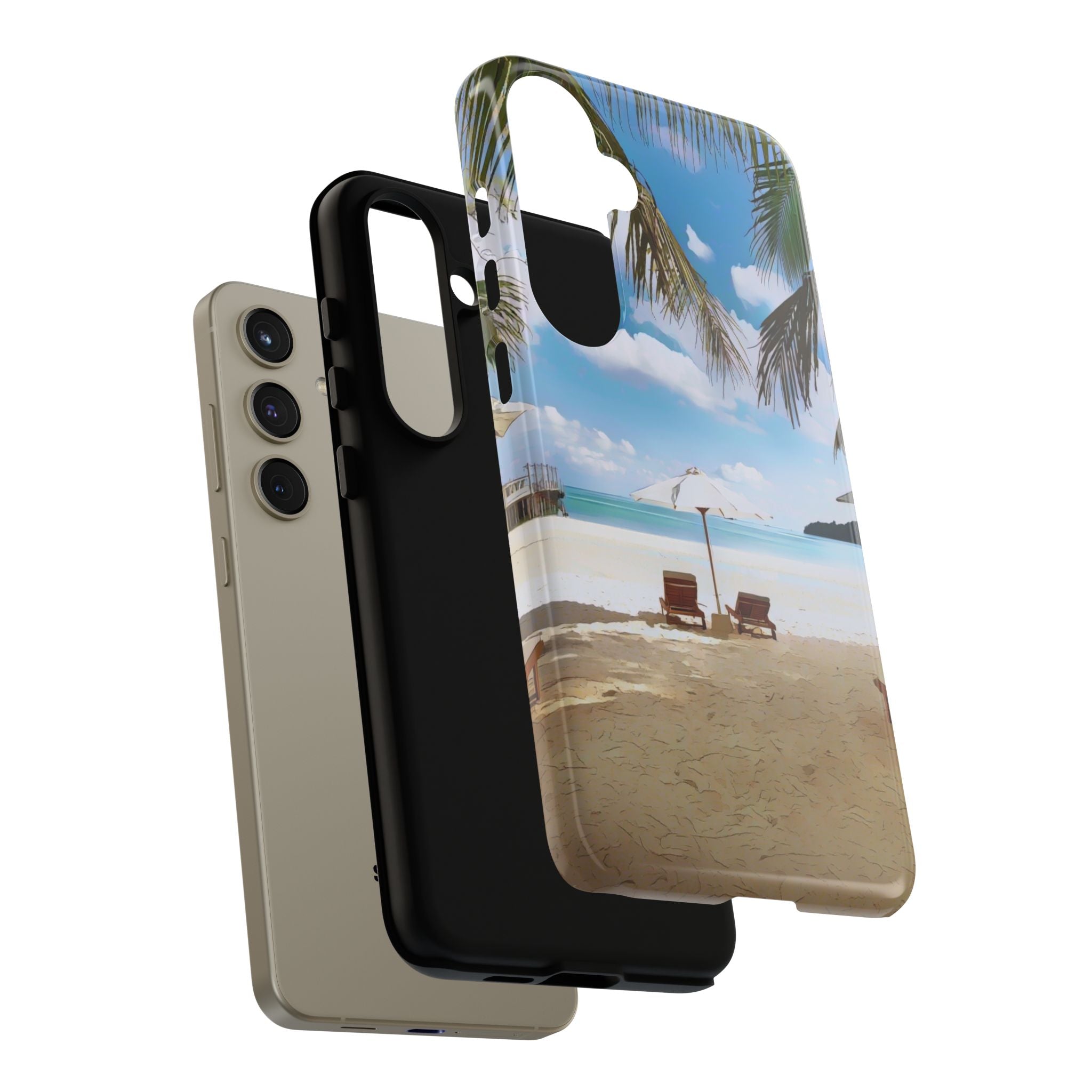 Beach Paradise Tropical Palm Beach Scene Tough Phone Case