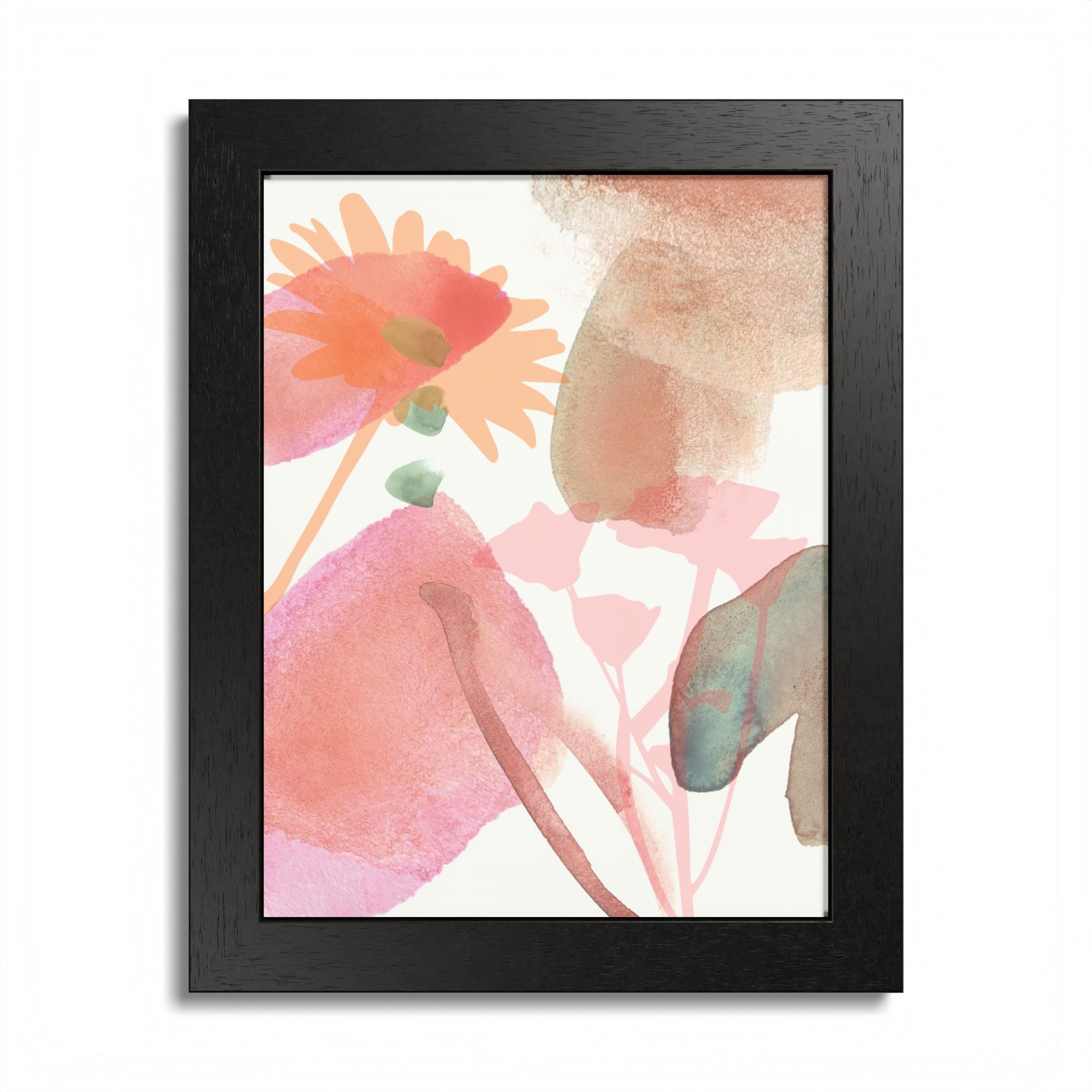 Multi-Color Abstract & Floral Design Framed Poster