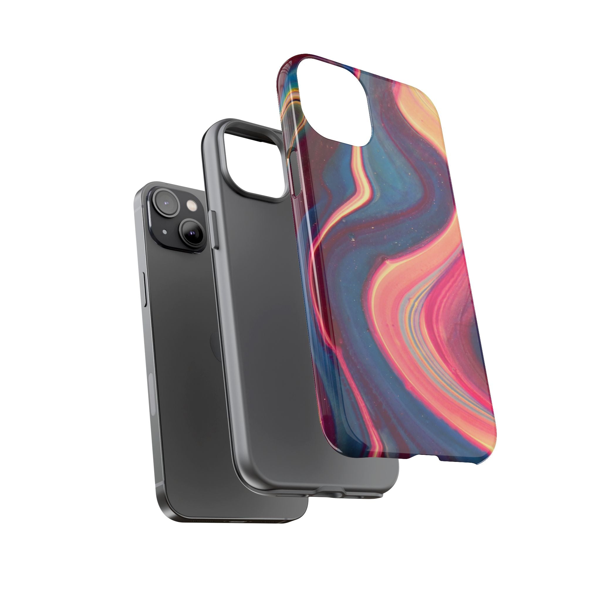 Colorful Wavy Marble Swirl Protective Phone Case