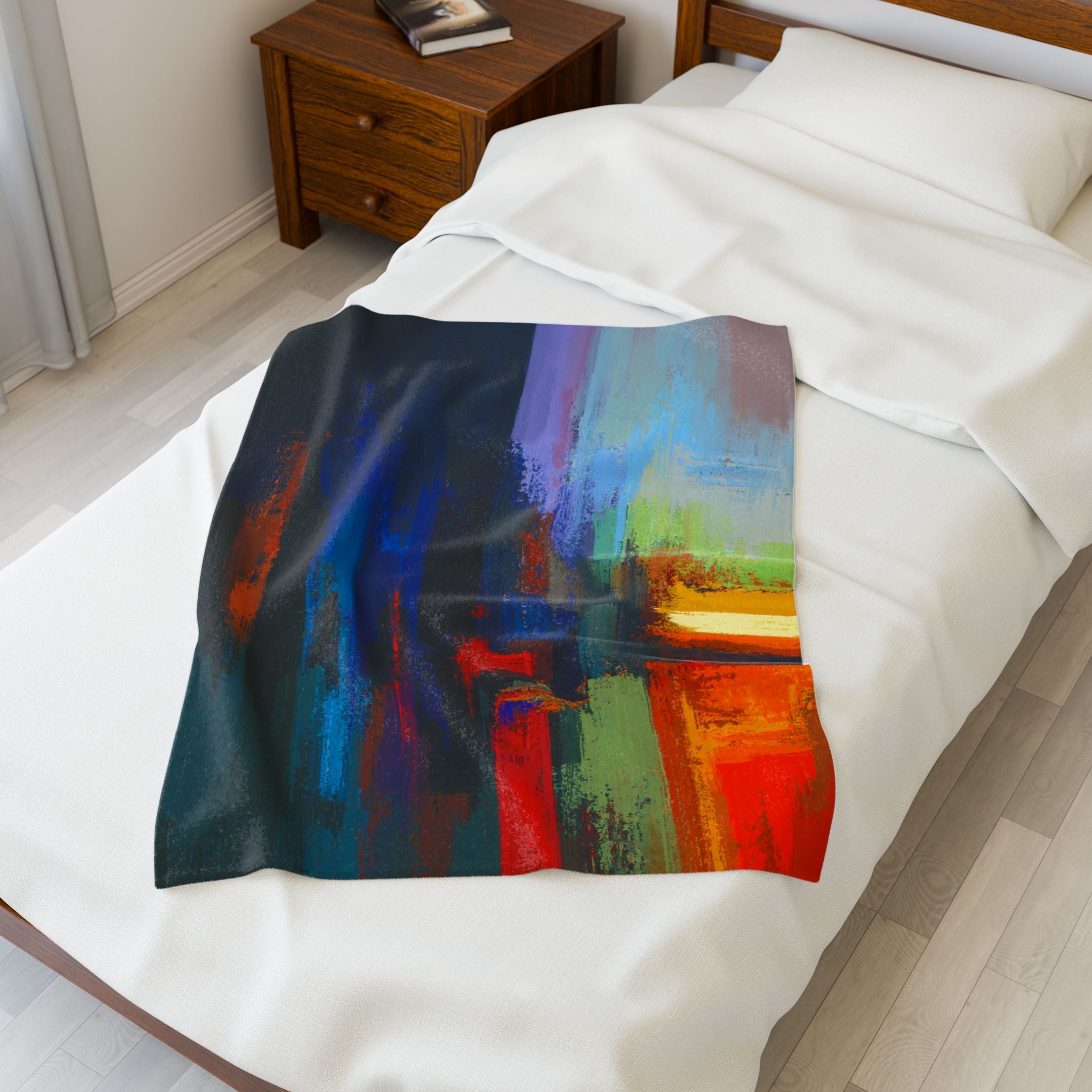 Multicolored Abstract Art Velveteen Plush Blanket