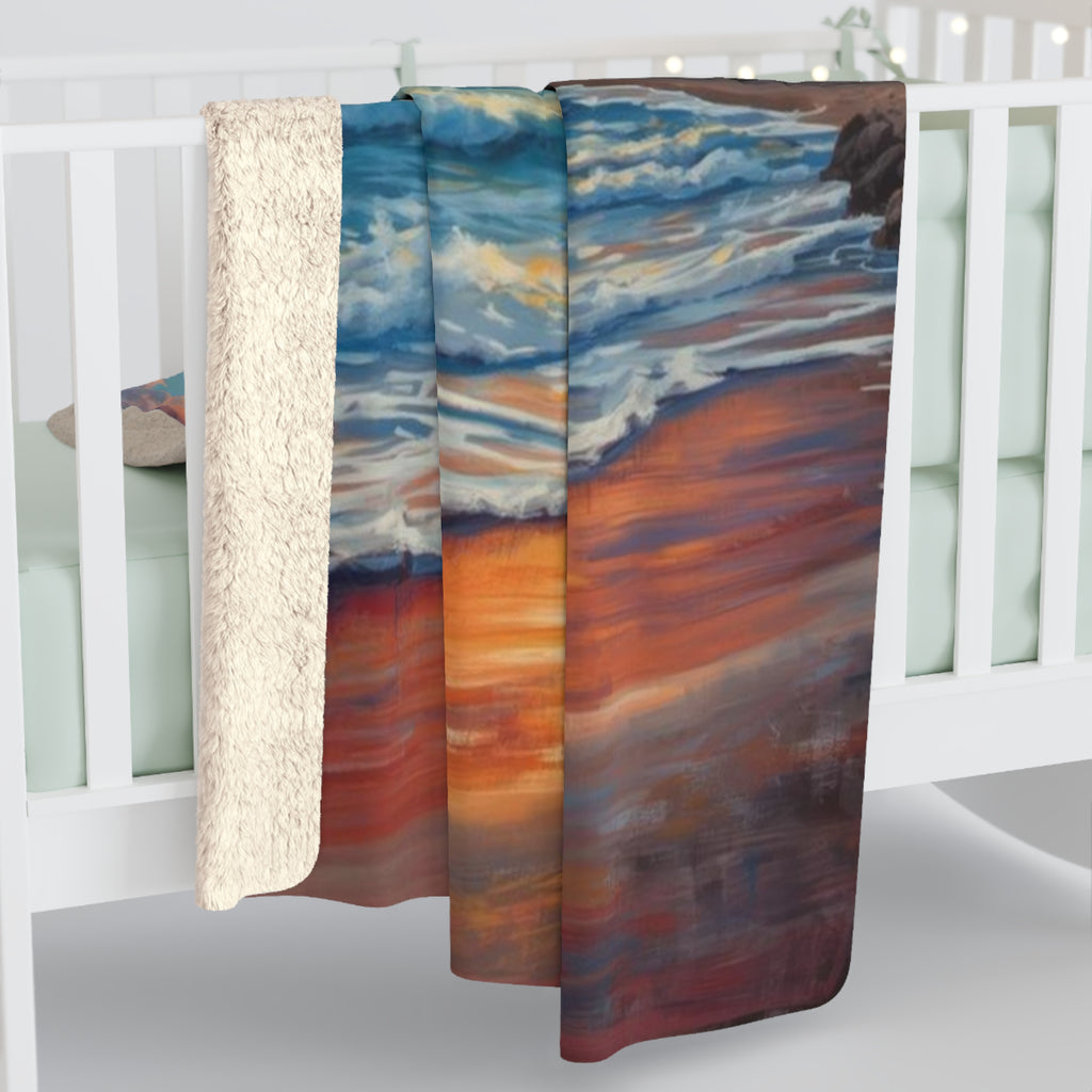 Beach Sunset Sherpa Fleece Blanket