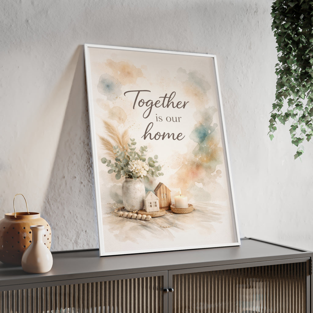 Together Is Our Home Framed Poster Cozy Watercolor Floral Wall Art