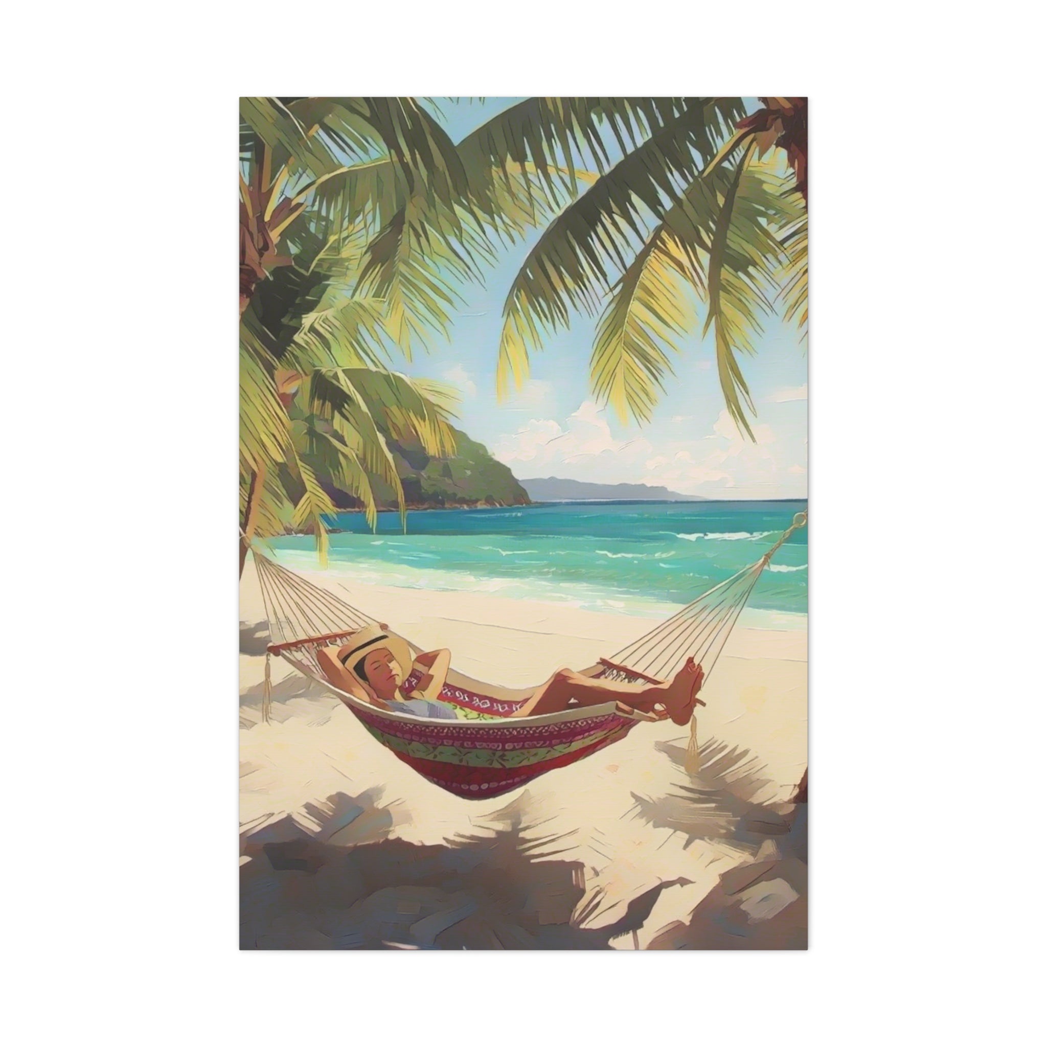 Tropical Beach Hammock Canvas Wall Art