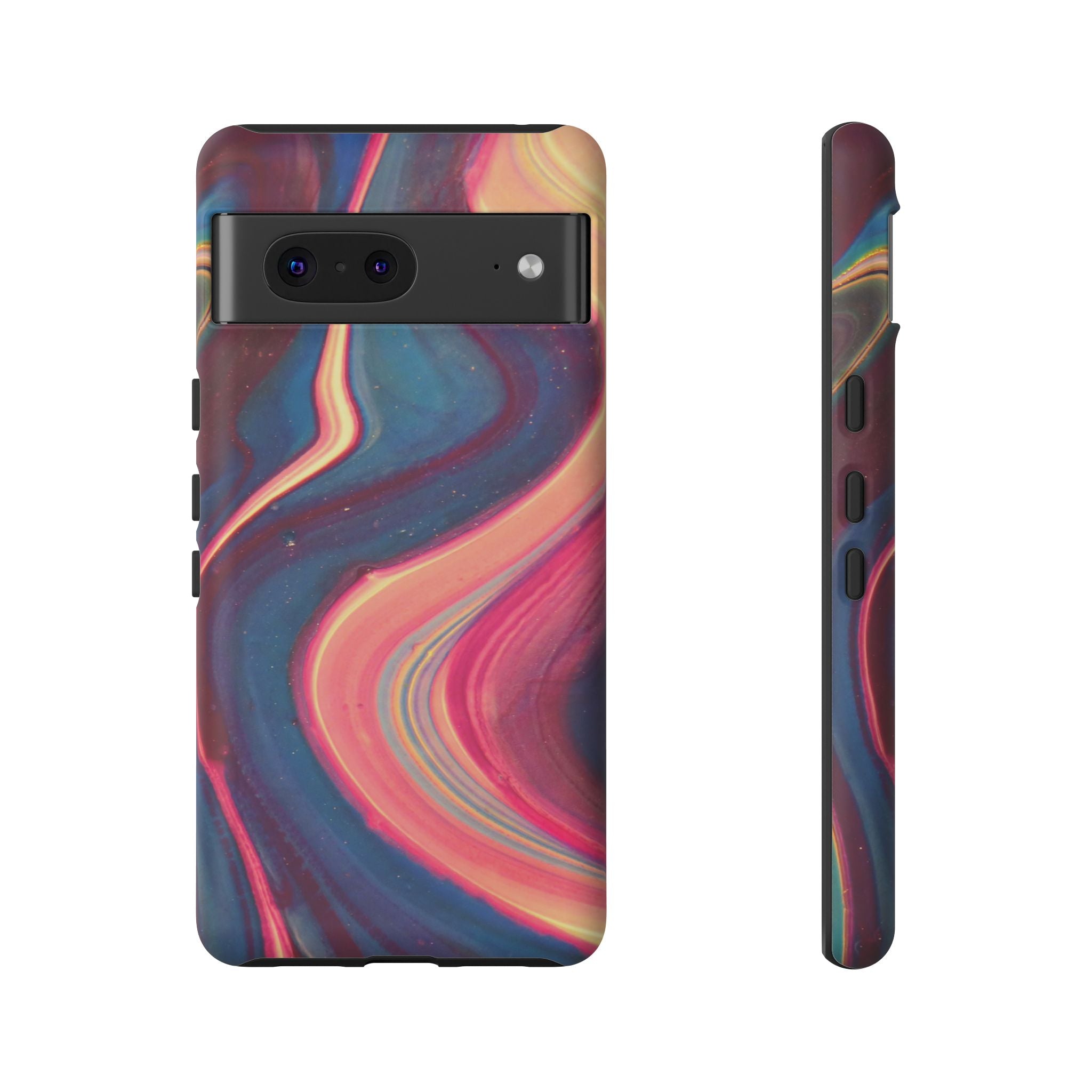Colorful Wavy Marble Swirl Protective Phone Case