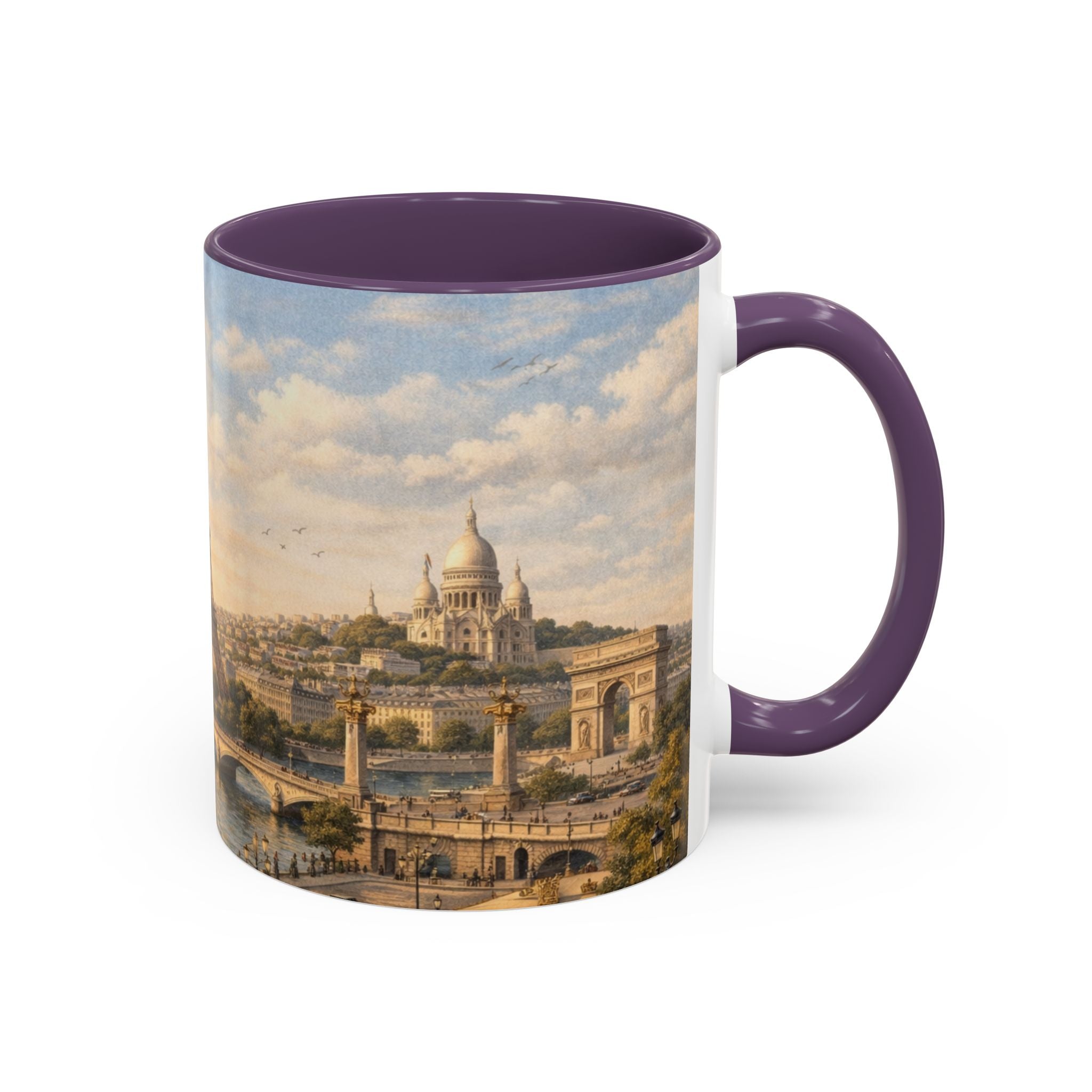 Paris Vintage Skyline Coffee Mug Eiffel Tower and Sacré‑Cœur