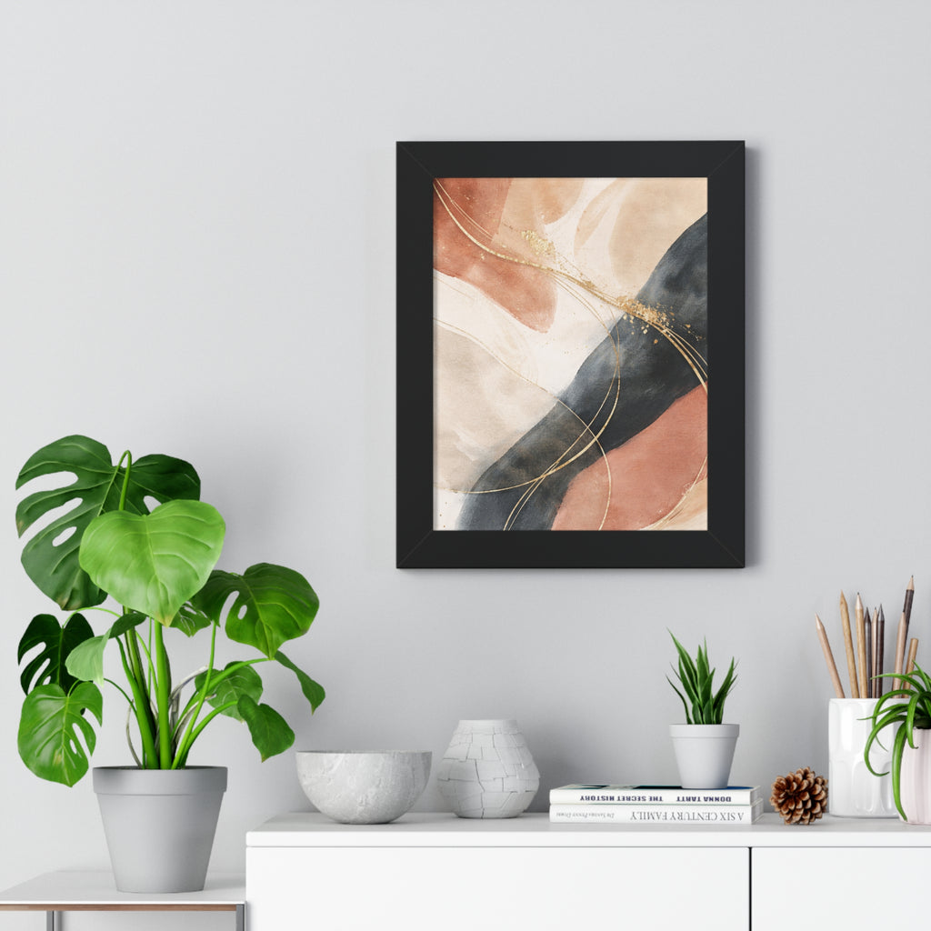 Modern Abstract Earth Tone Wall Art Poster with Gold Accents