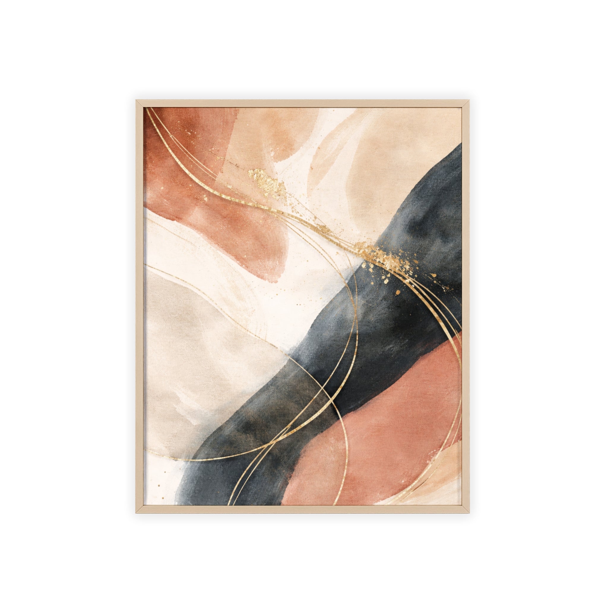 Abstract Gold Arc Framed Poster Modern Watercolor Wall Art