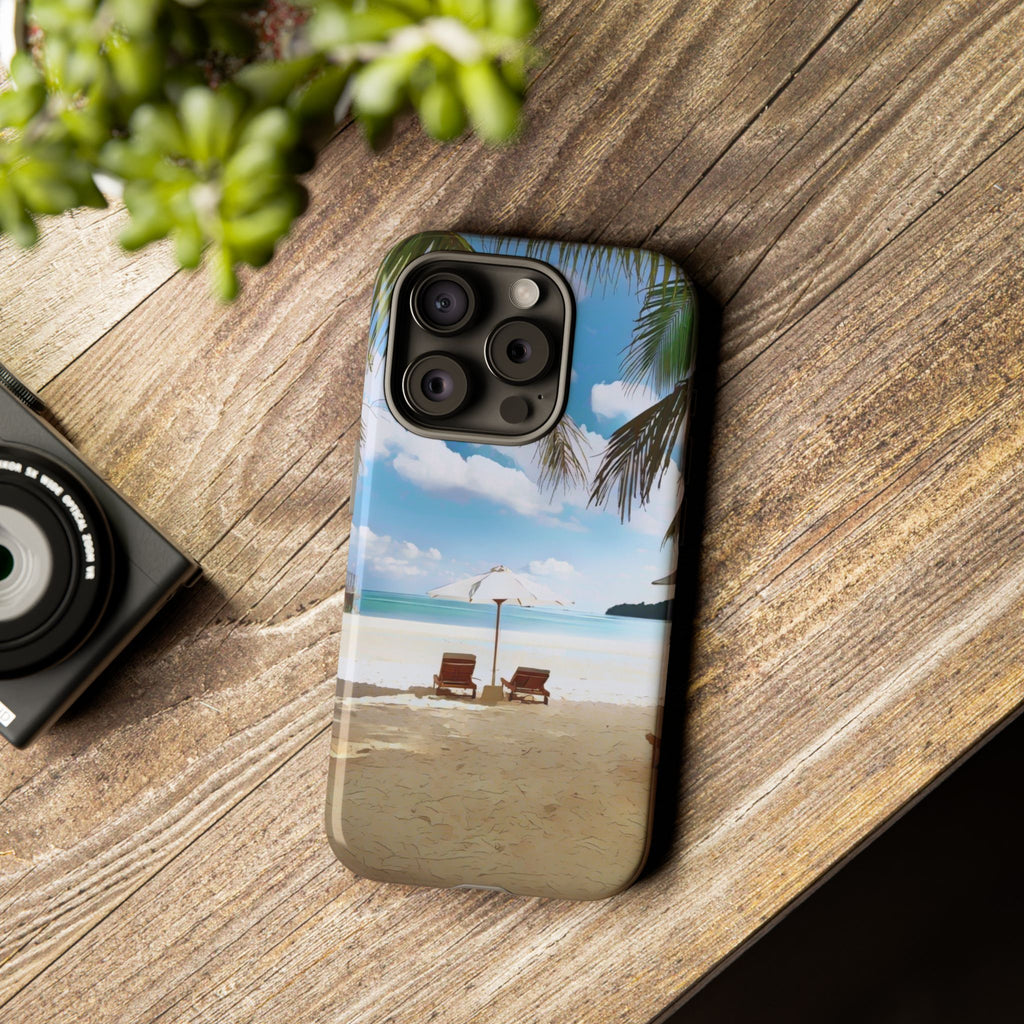 Beach Paradise Tropical Palm Beach Scene Tough Phone Case