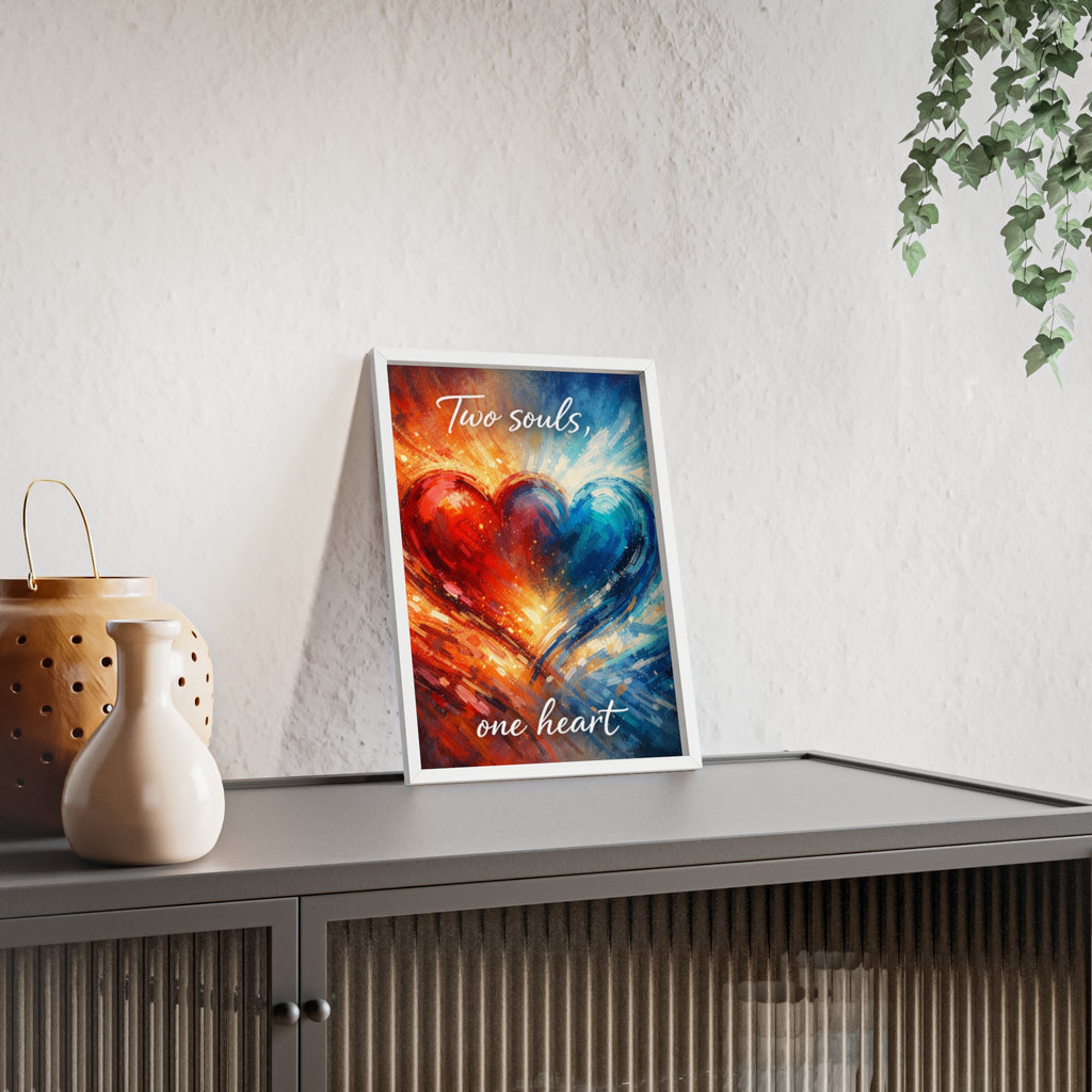 Two Souls One Heart Framed Poster — Romantic Heart Wall Art