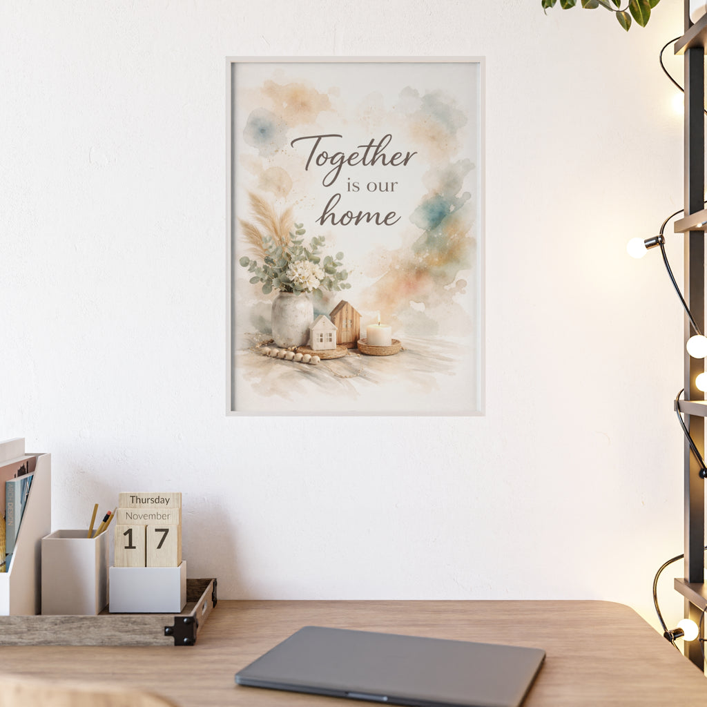 Together Is Our Home Framed Poster Cozy Watercolor Floral Wall Art