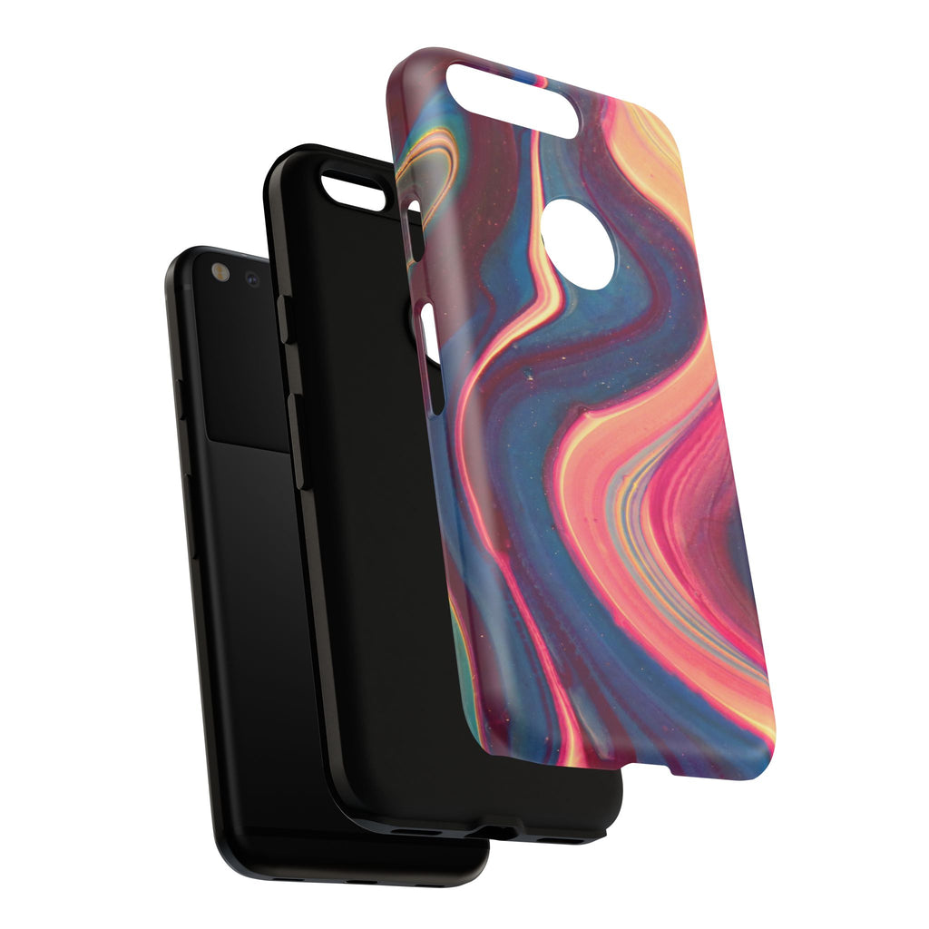 Colorful Wavy Marble Swirl Protective Phone Case