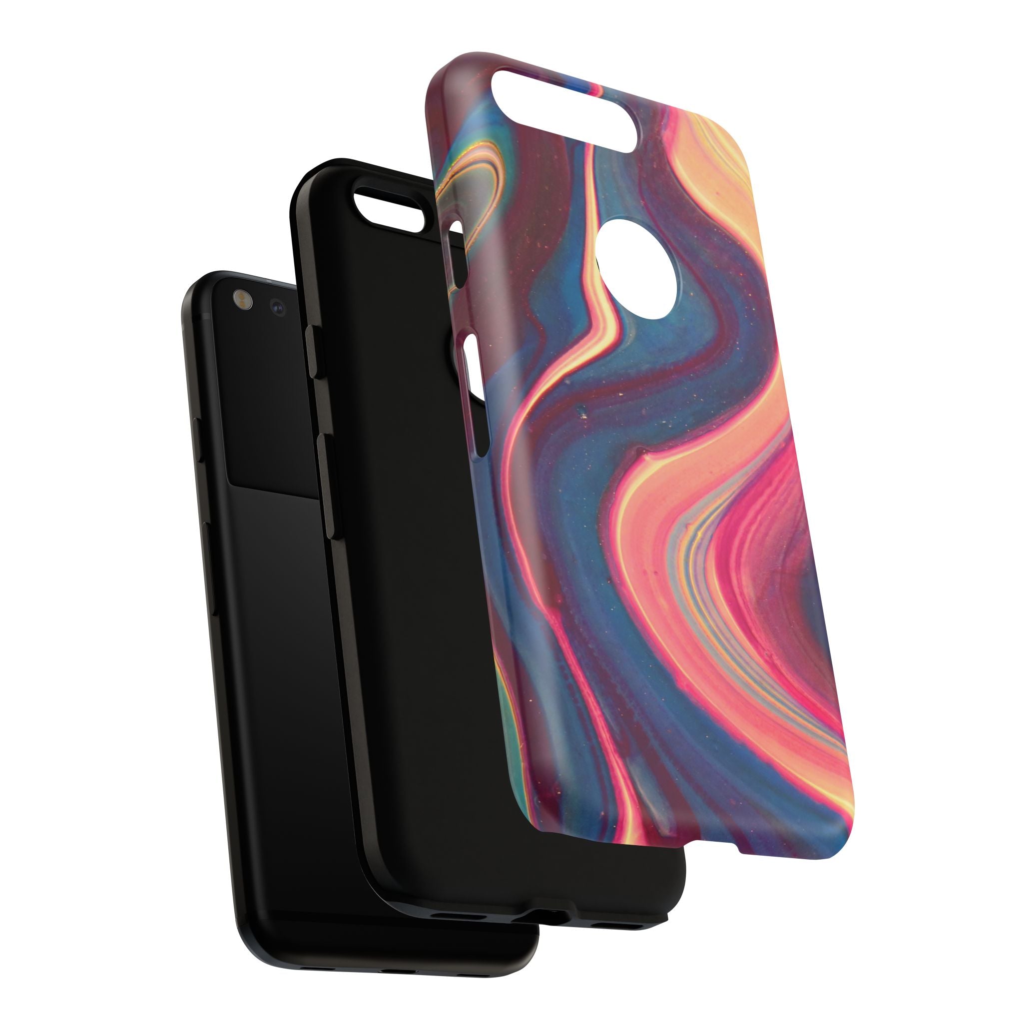Colorful Wavy Marble Swirl Protective Phone Case