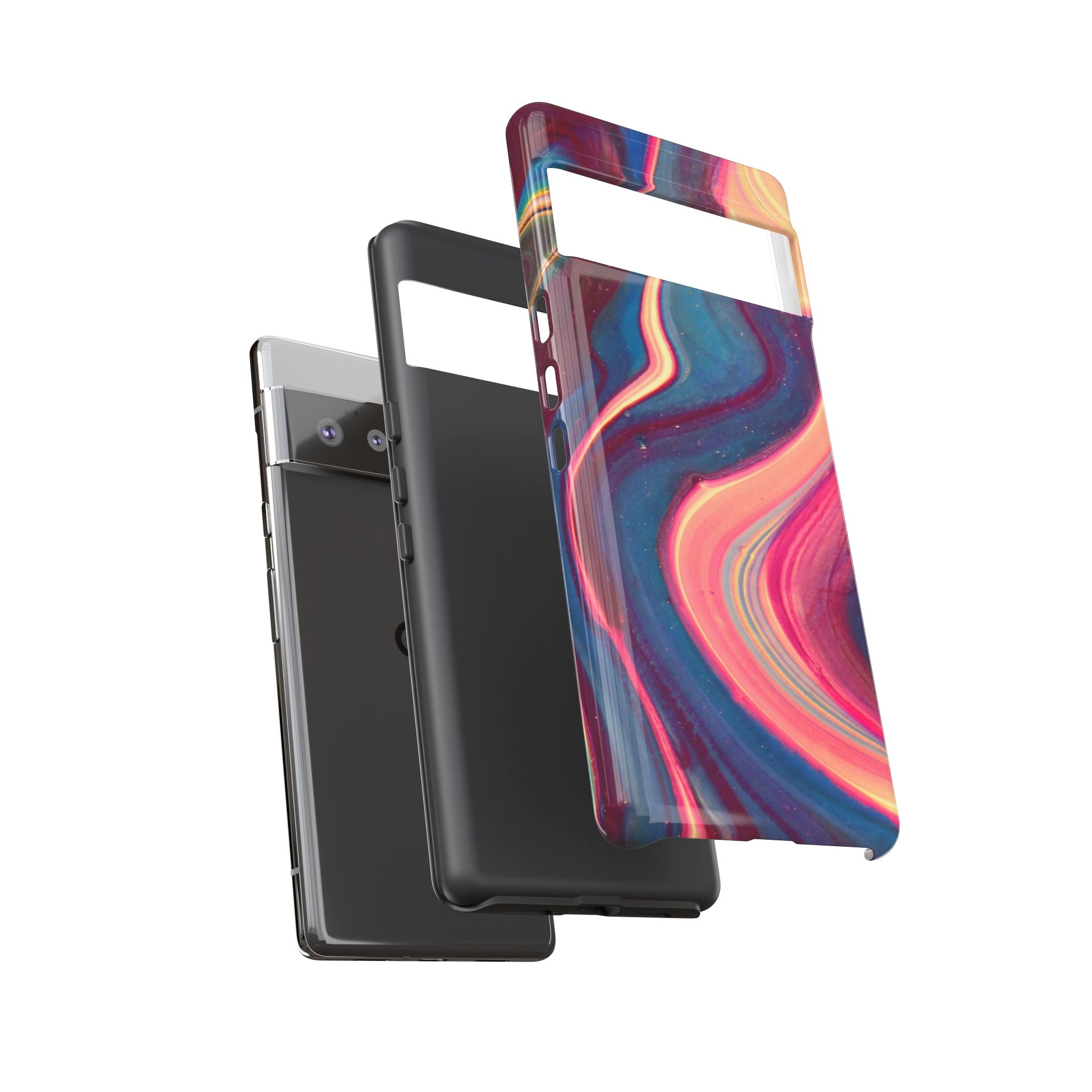 Colorful Wavy Marble Swirl Protective Phone Case