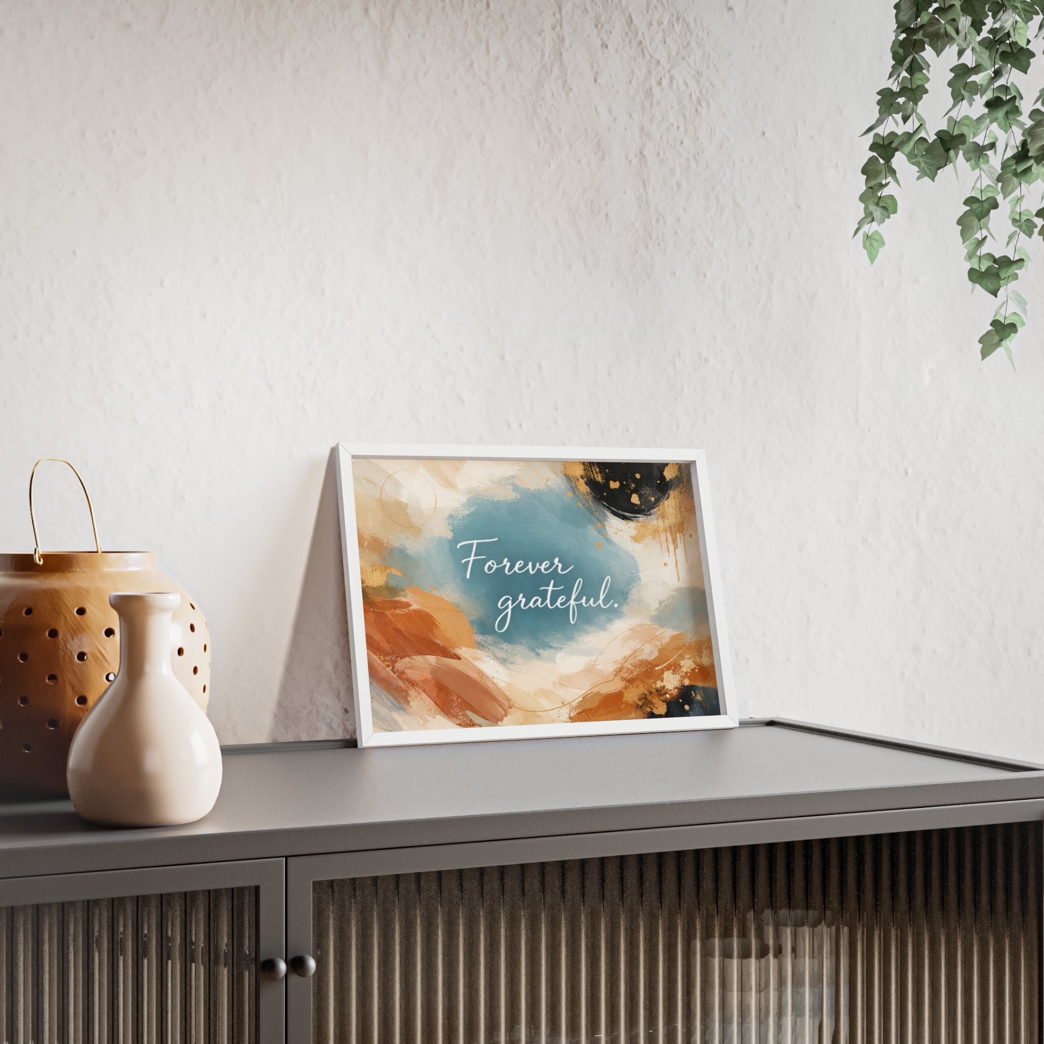 Forever Grateful Framed Poster Abstract Watercolor Wall Art