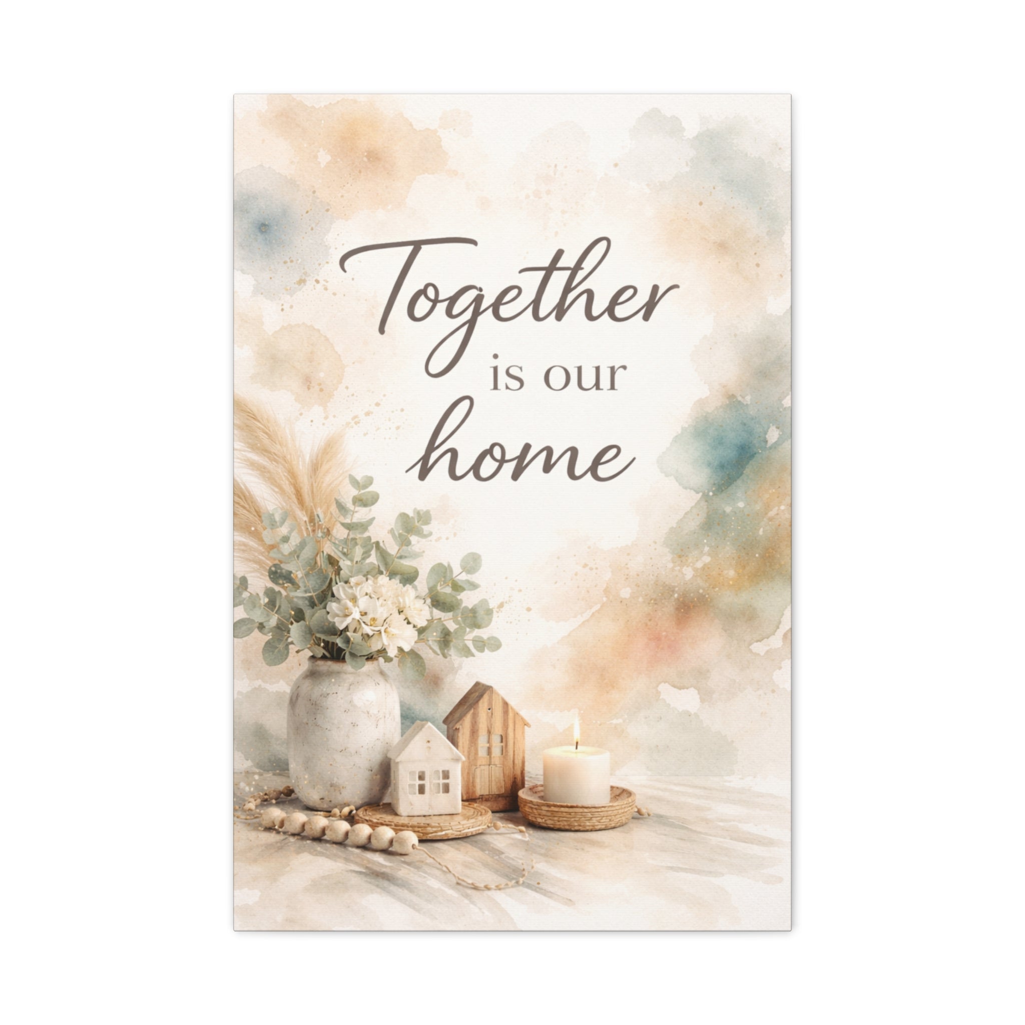 Together Is Our Home Floral Inspirational Decor Canvas Wall Art