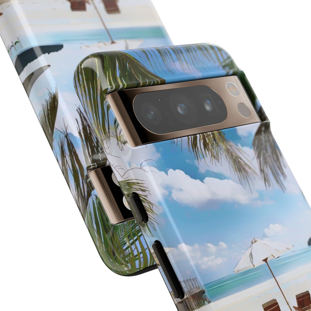 Beach Paradise Tropical Palm Beach Scene Tough Phone Case