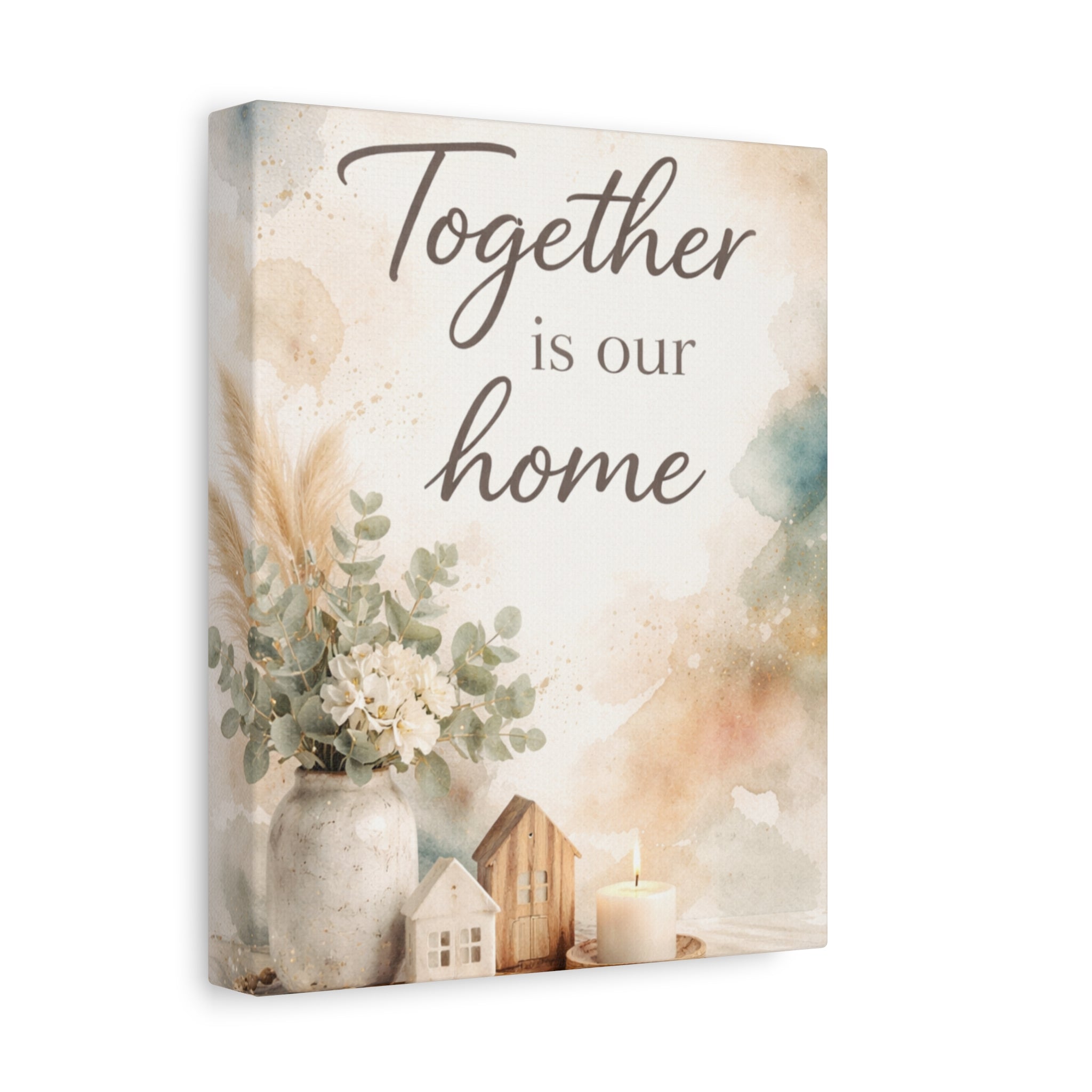 Together Is Our Home Floral Inspirational Decor Canvas Wall Art