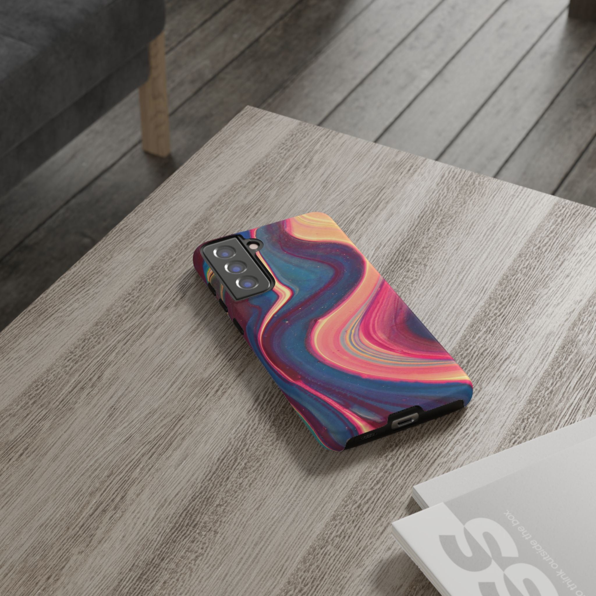 Colorful Wavy Marble Swirl Protective Phone Case
