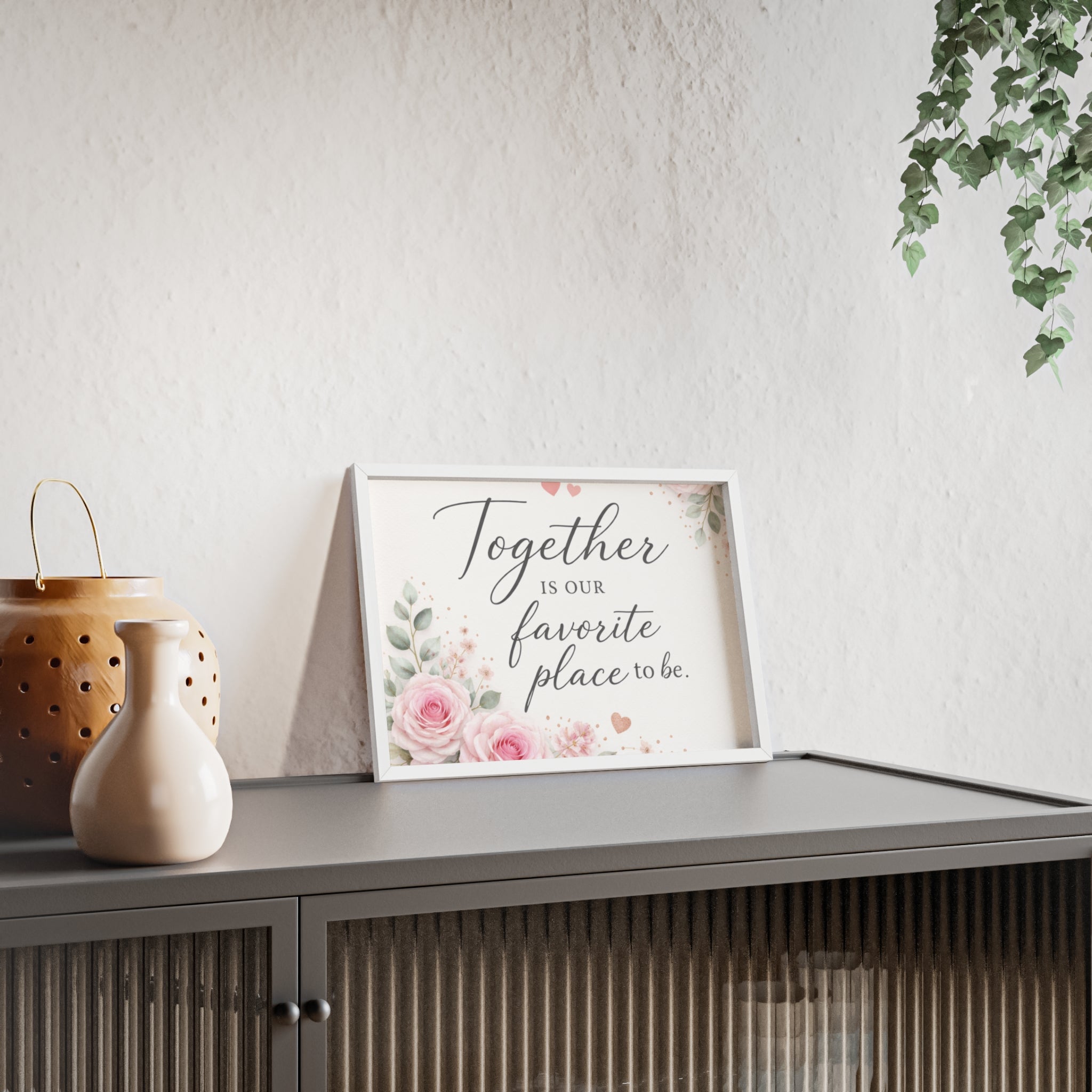Together Is Our Favorite Place To Be Framed Floral Wall Art