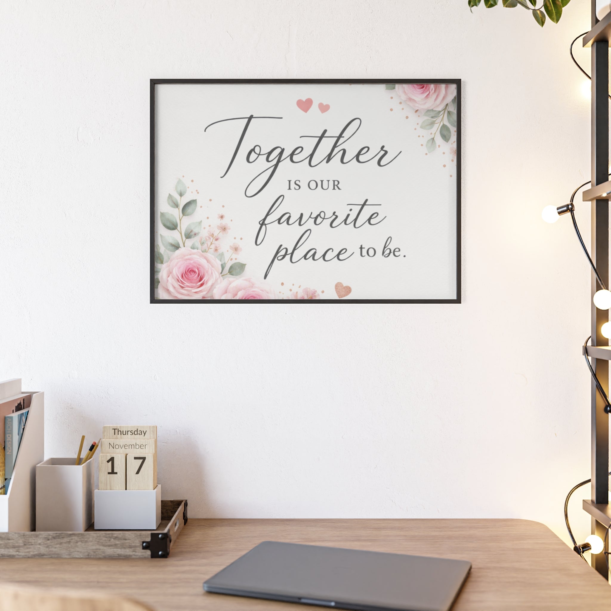 Together Is Our Favorite Place To Be Framed Floral Wall Art