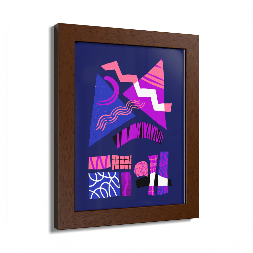 Abstract Geometric Framed Poster — Pink & Purple Modern Wall Art