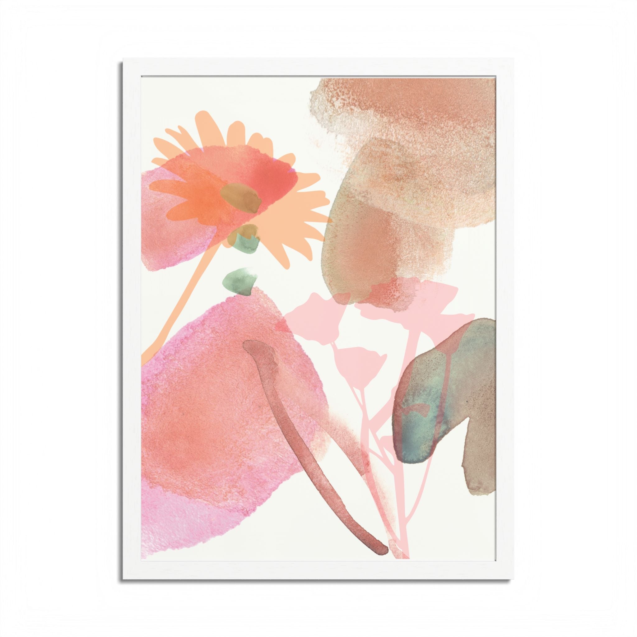 Multi-Color Abstract & Floral Design Framed Poster