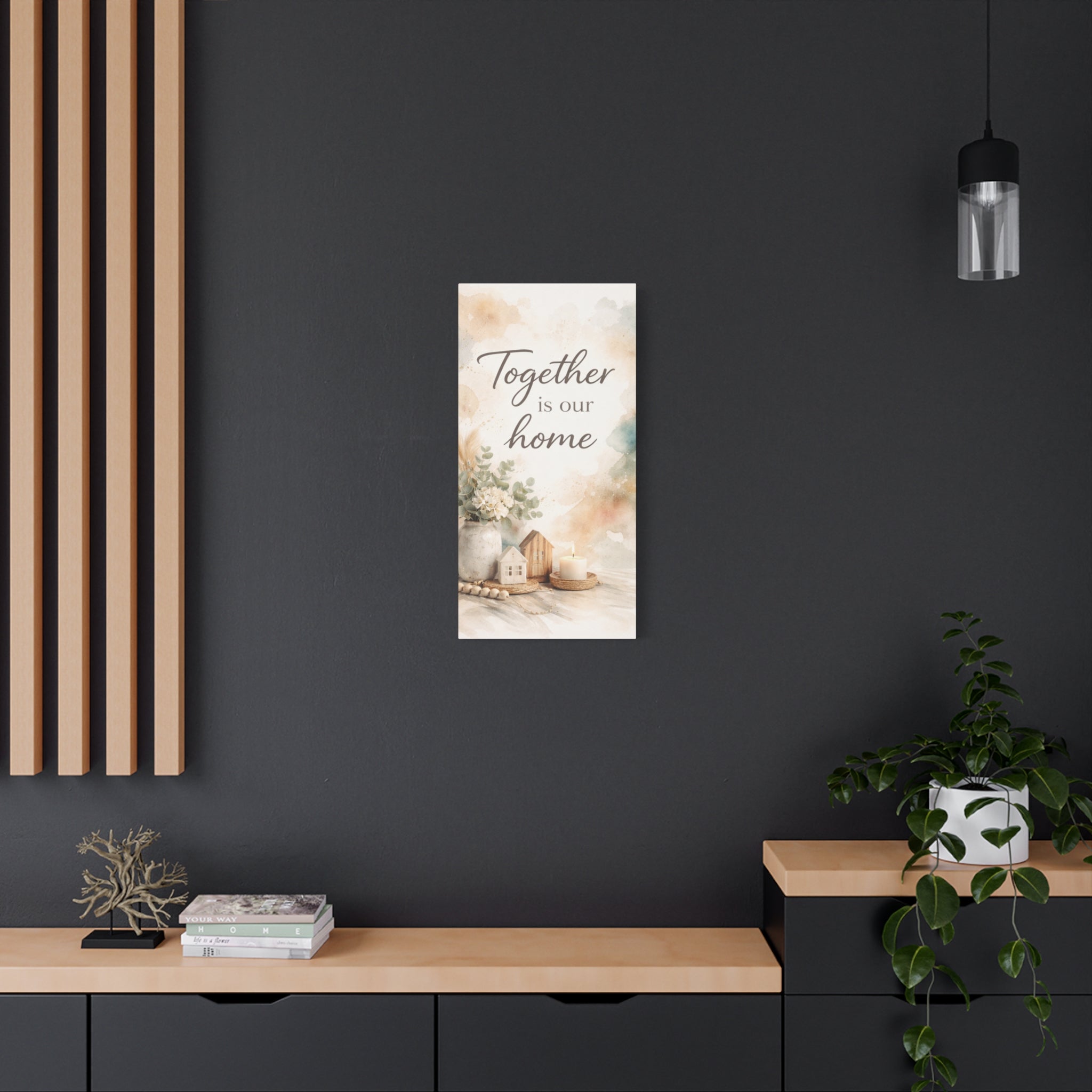 Together Is Our Home Floral Inspirational Decor Canvas Wall Art