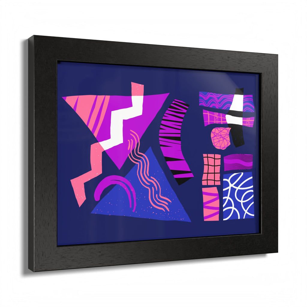 Abstract Geometric Framed Poster — Pink & Purple Modern Wall Art