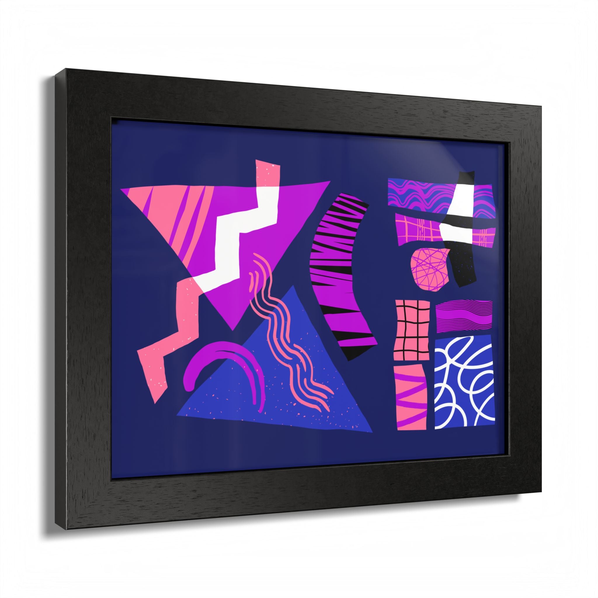 Abstract Geometric Framed Poster — Pink & Purple Modern Wall Art