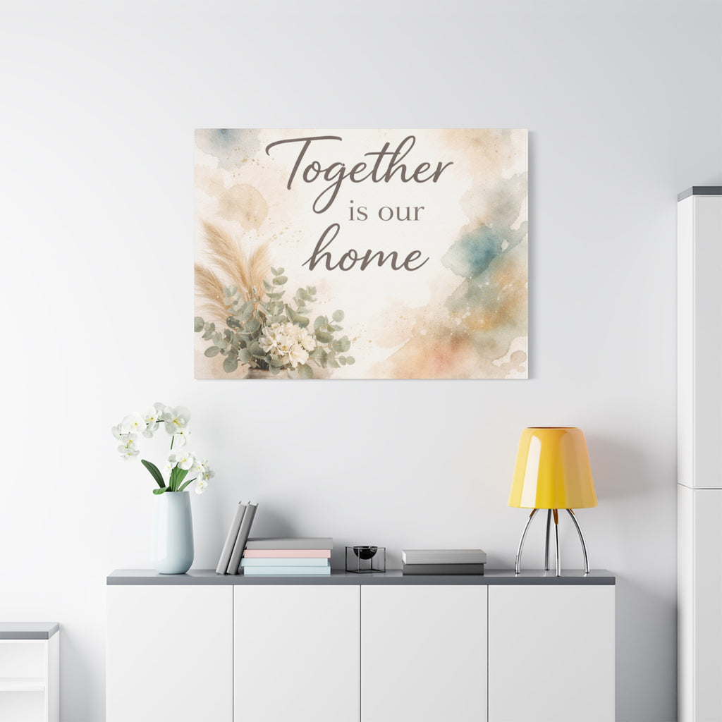 Together Is Our Home Floral Inspirational Decor Canvas Wall Art
