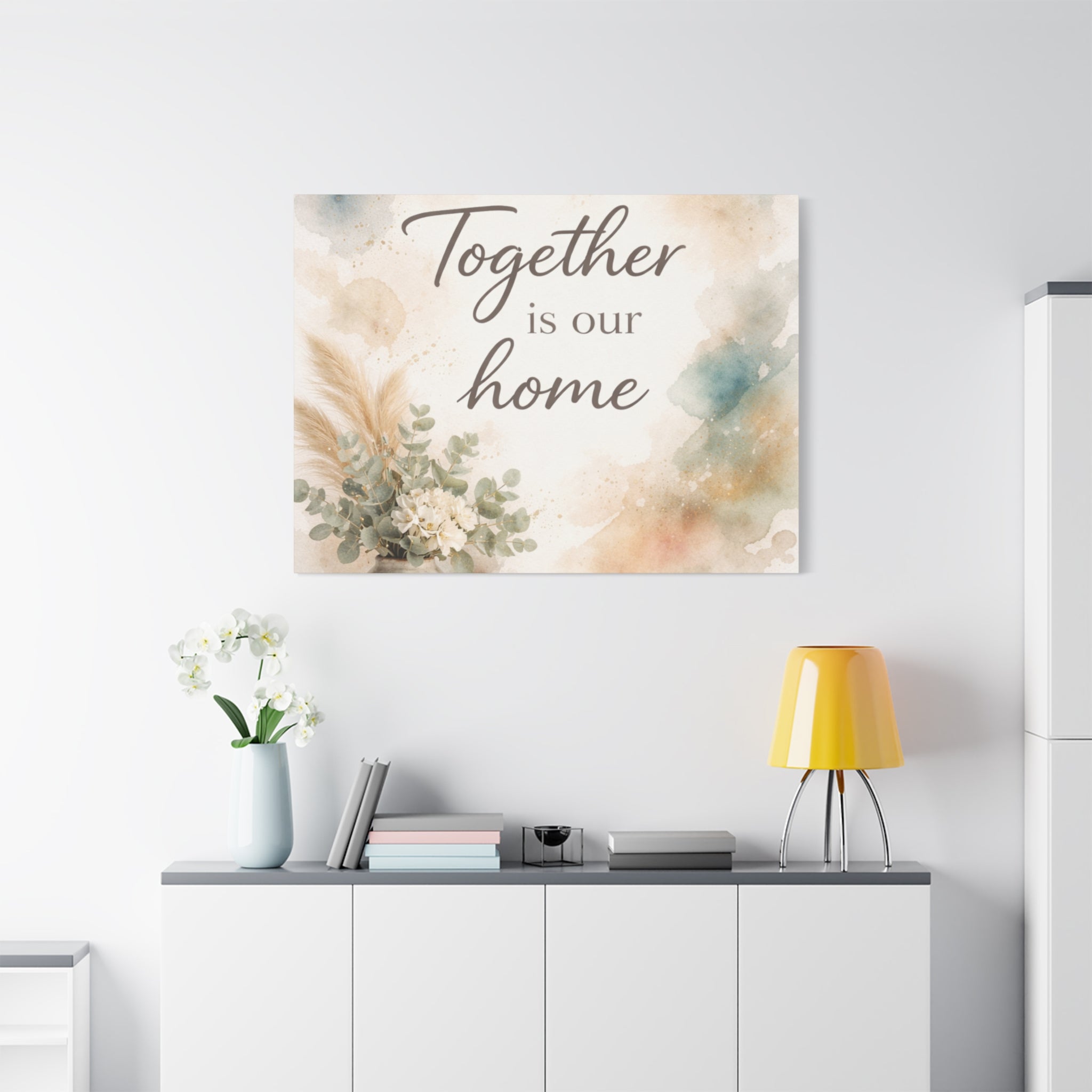 Together Is Our Home Floral Inspirational Decor Canvas Wall Art