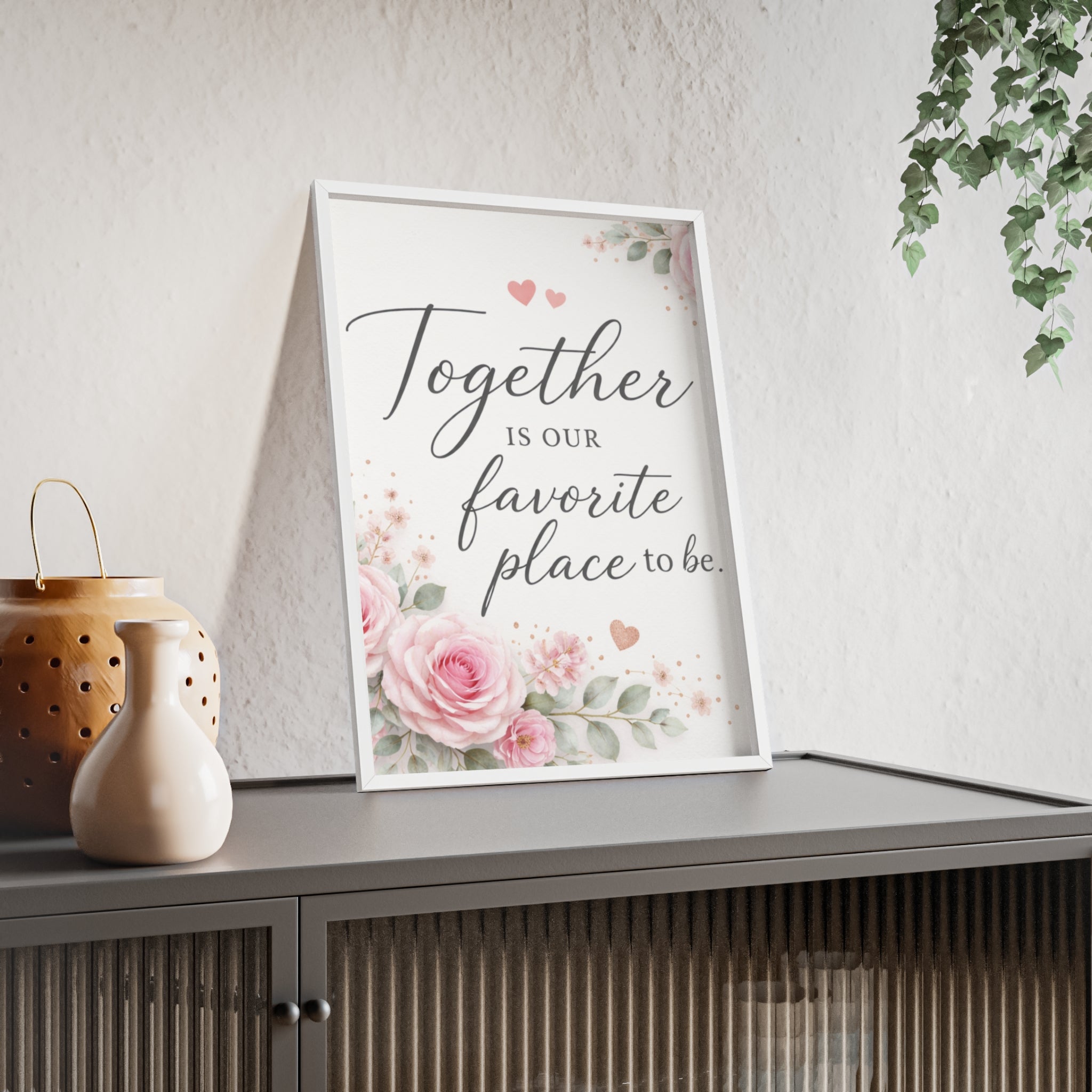Together Is Our Favorite Place To Be Framed Floral Wall Art