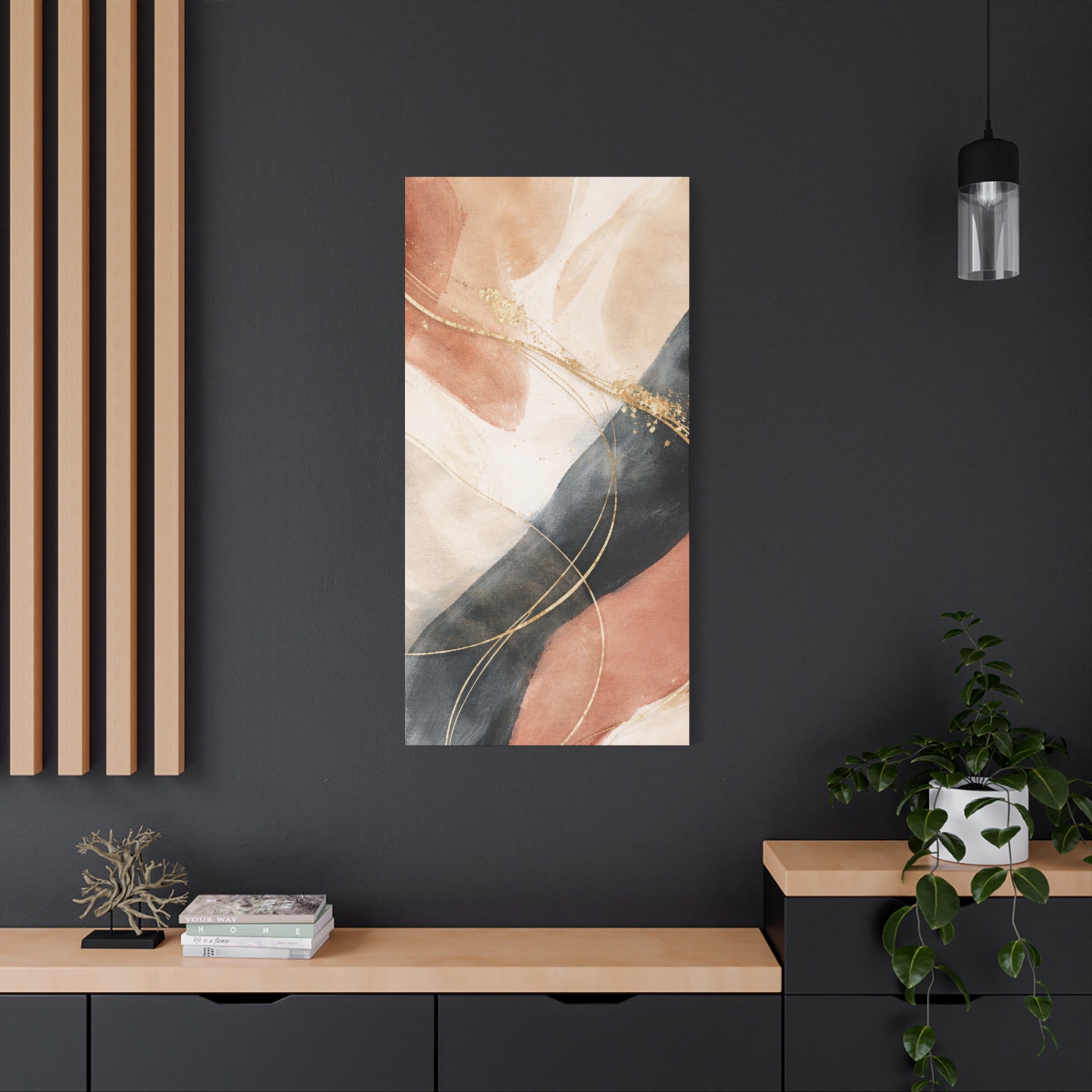 Abstract Blush & Gold Matte Canvas Print