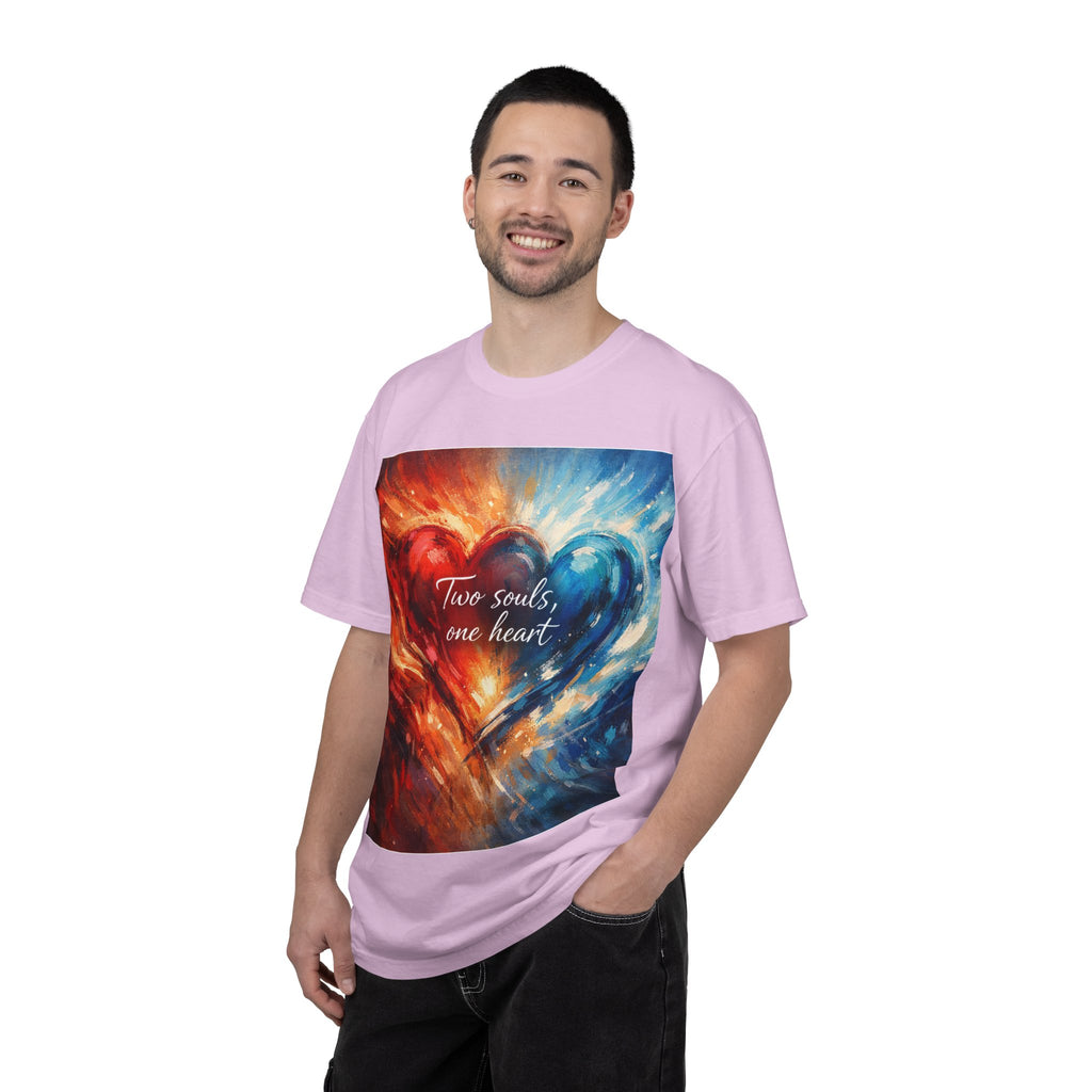 Two Souls One Heart Fiery and Ocean Heart Art T-Shirt