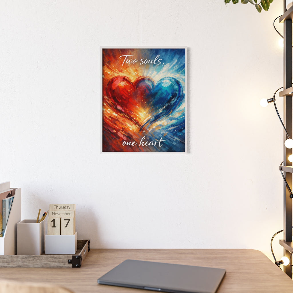 Two Souls One Heart Framed Poster — Romantic Heart Wall Art