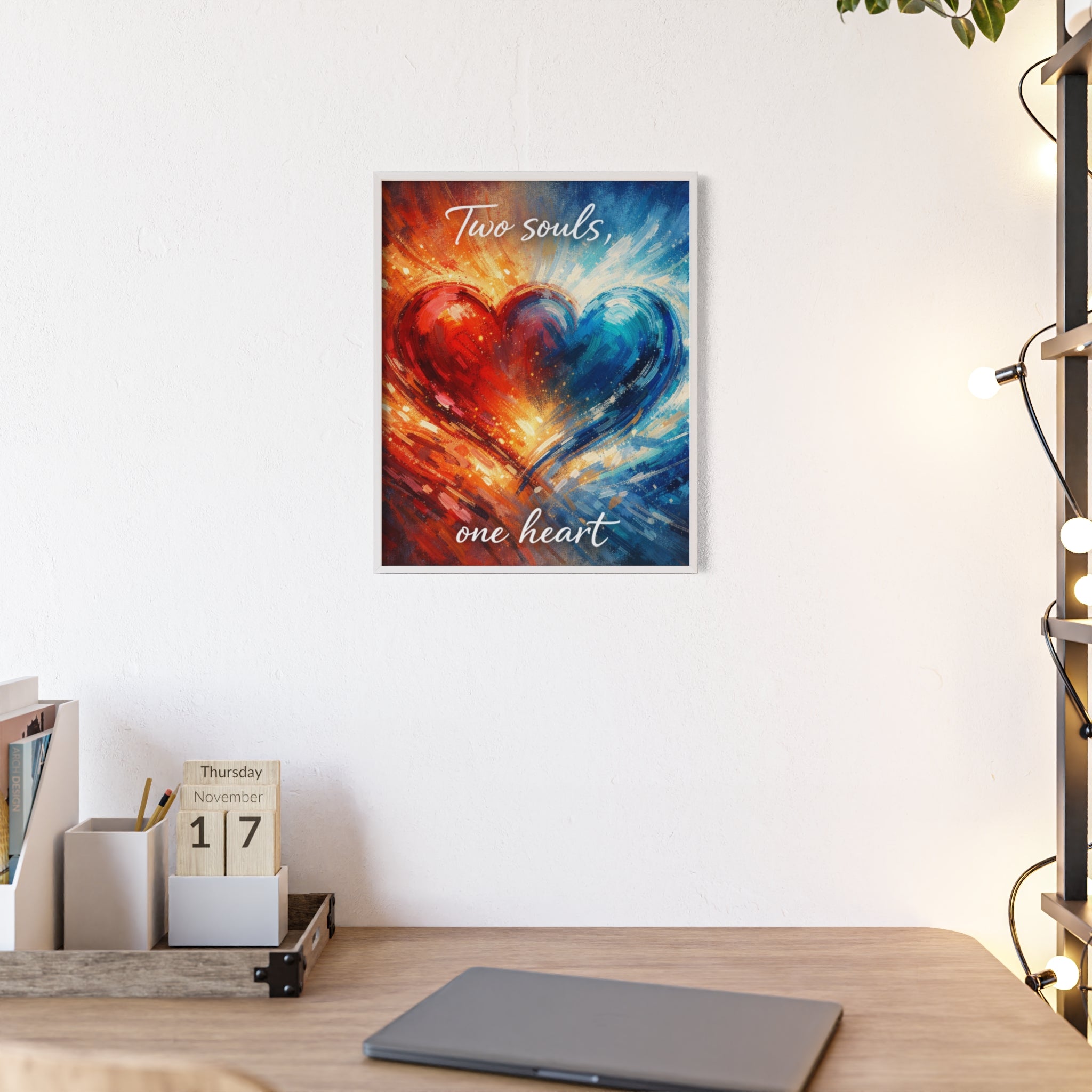 Two Souls One Heart Framed Poster — Romantic Heart Wall Art