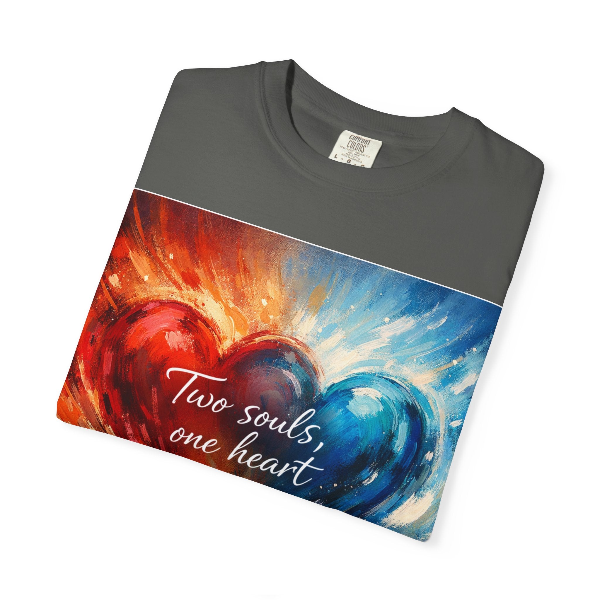 Two Souls One Heart Fiery and Ocean Heart Art T-Shirt