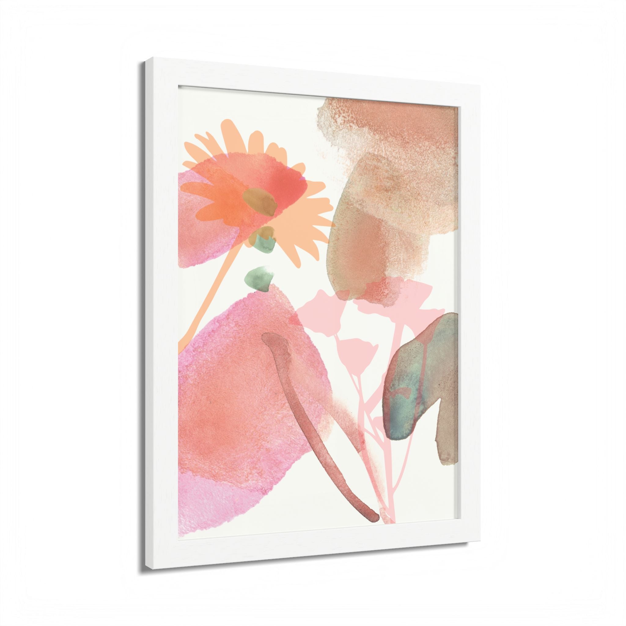 Multi-Color Abstract & Floral Design Framed Poster