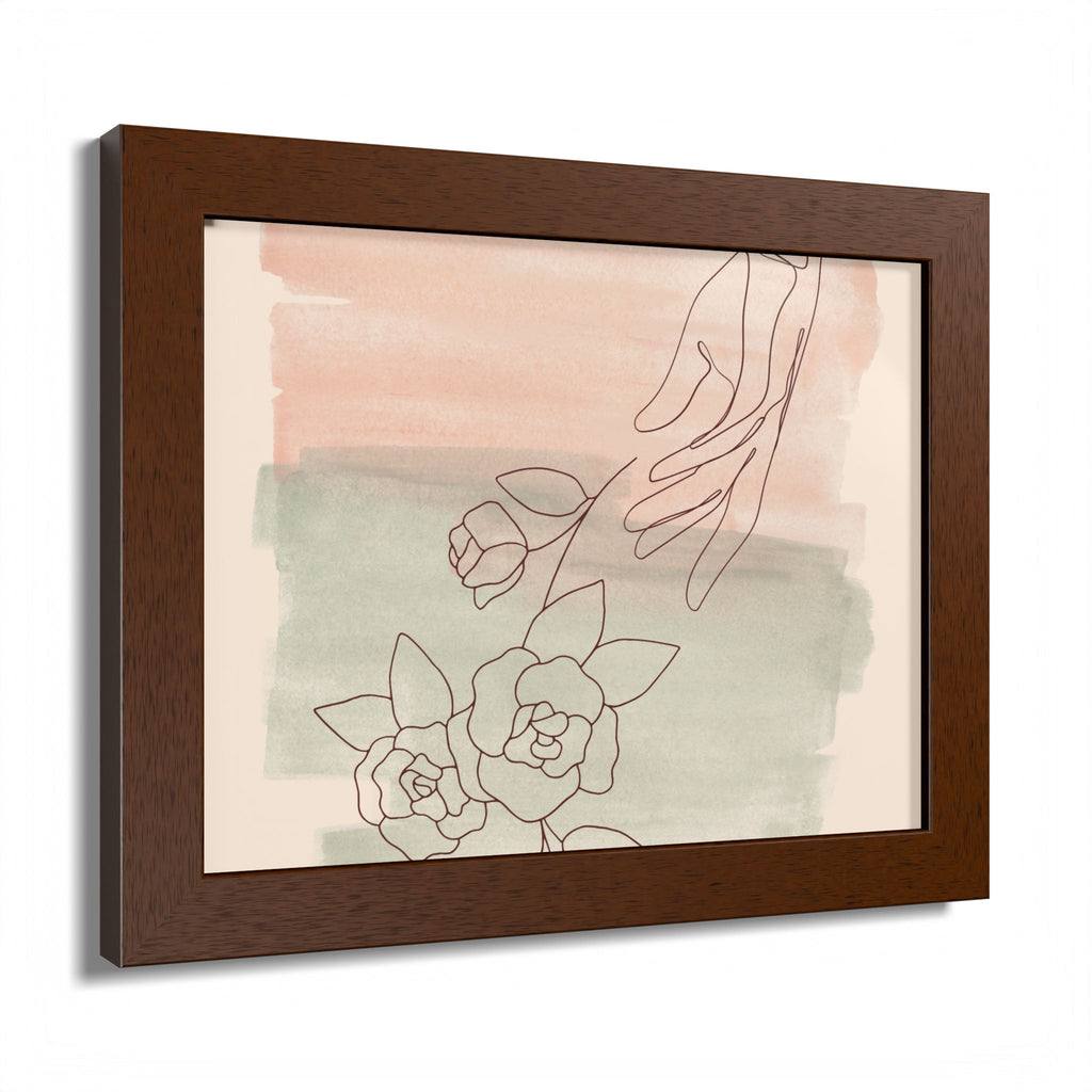 Hand Reaching for Flowers Framed Poster