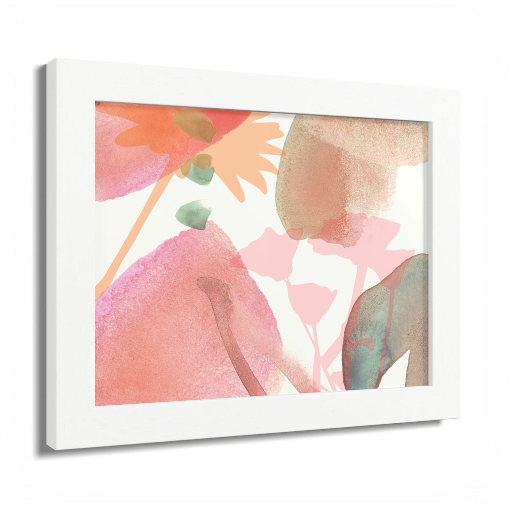 Multi-Color Abstract & Floral Design Framed Poster
