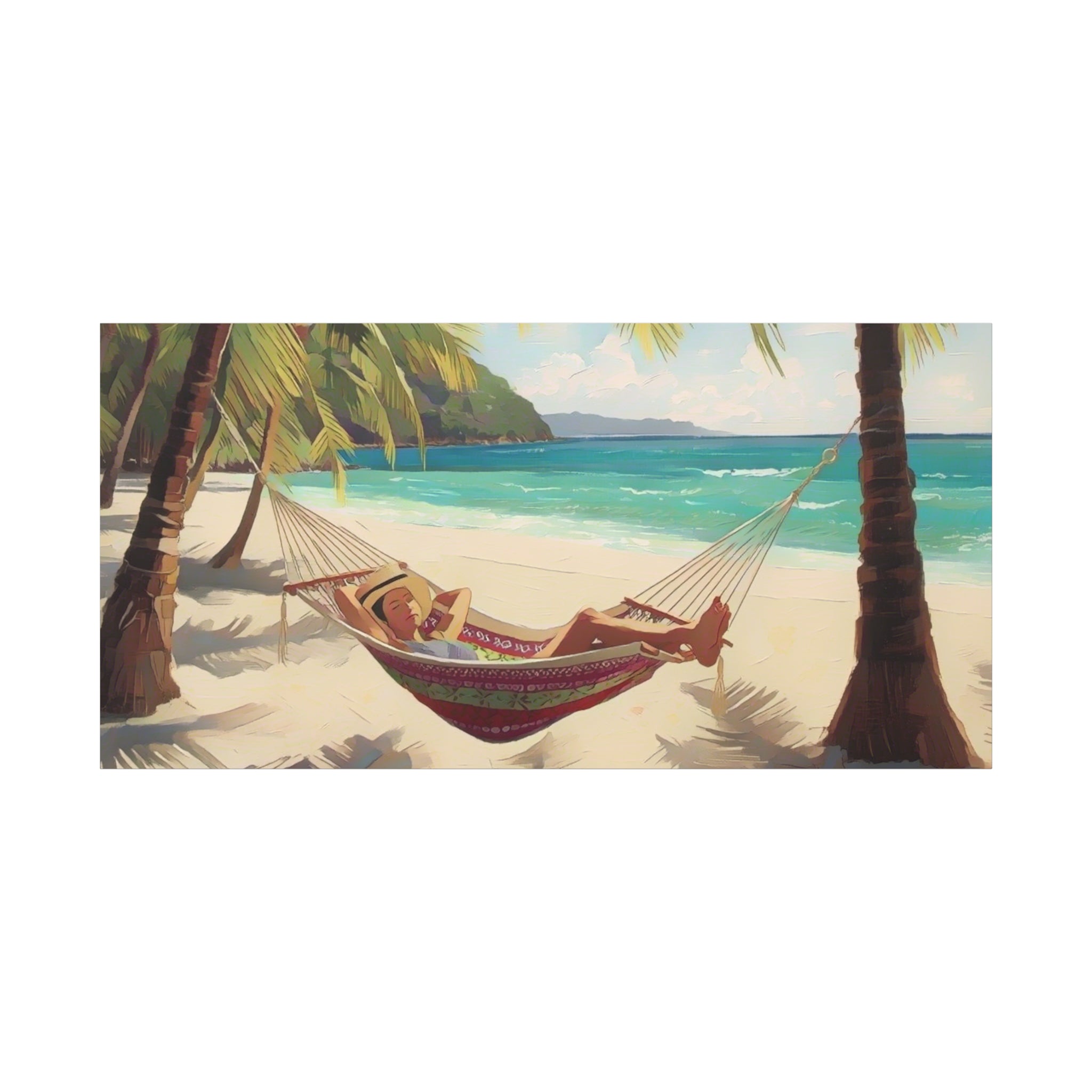 Tropical Beach Hammock Canvas Wall Art