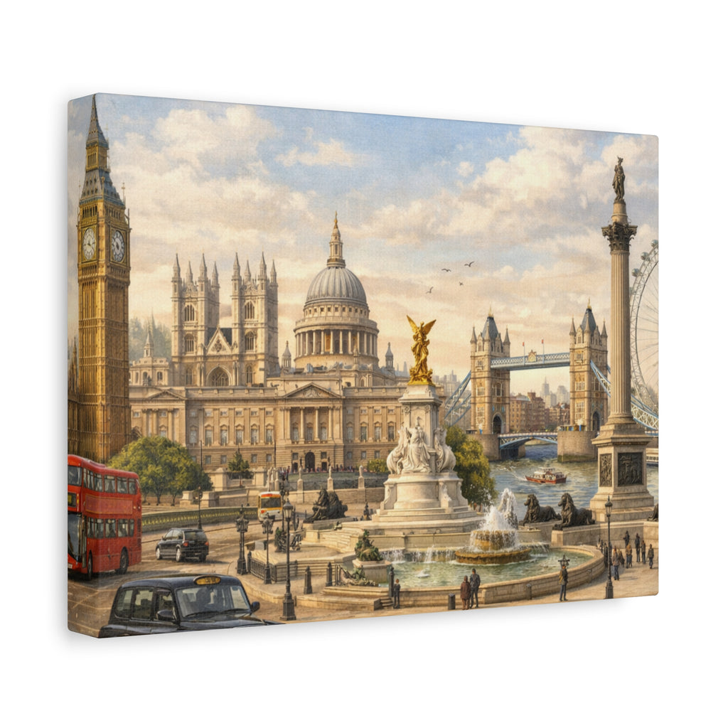 London Cityscape Matte Canvas Print Wall Art