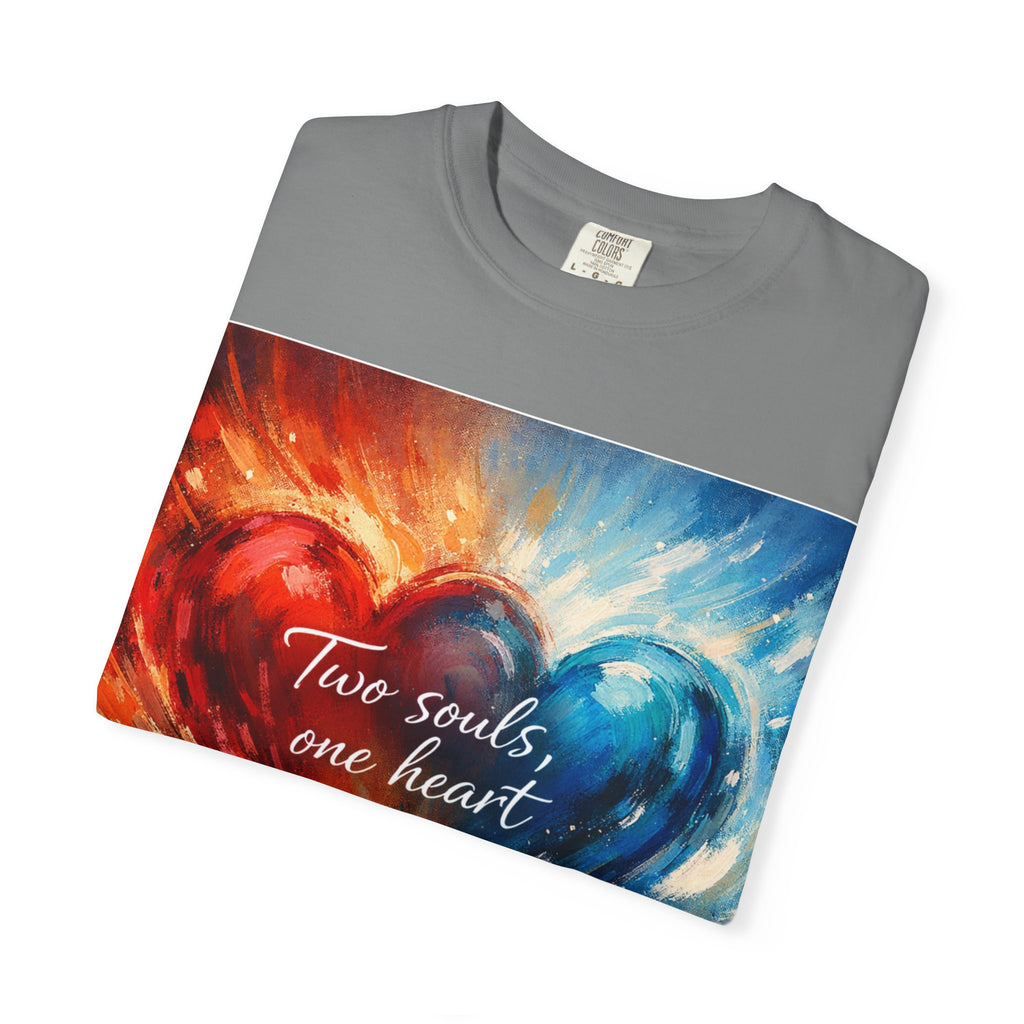 Two Souls One Heart Fiery and Ocean Heart Art T-Shirt