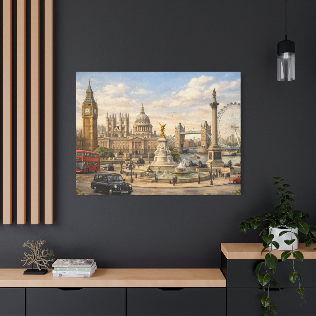 London Cityscape Matte Canvas Print Wall Art