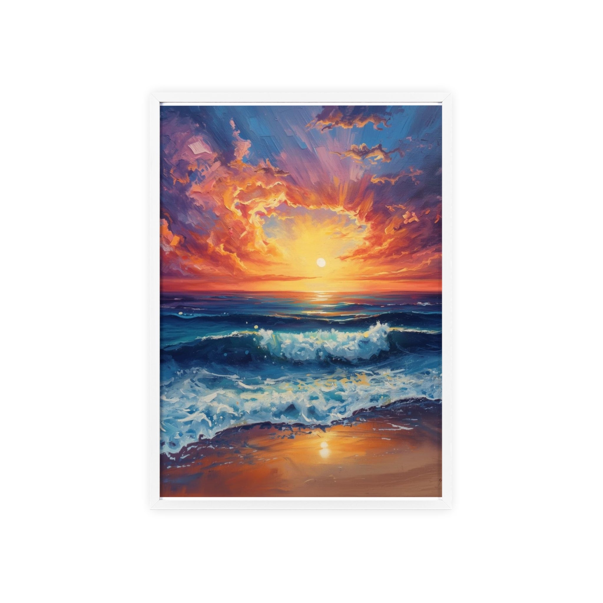 Sunset Ocean Vibrant Seascape Framed Poster