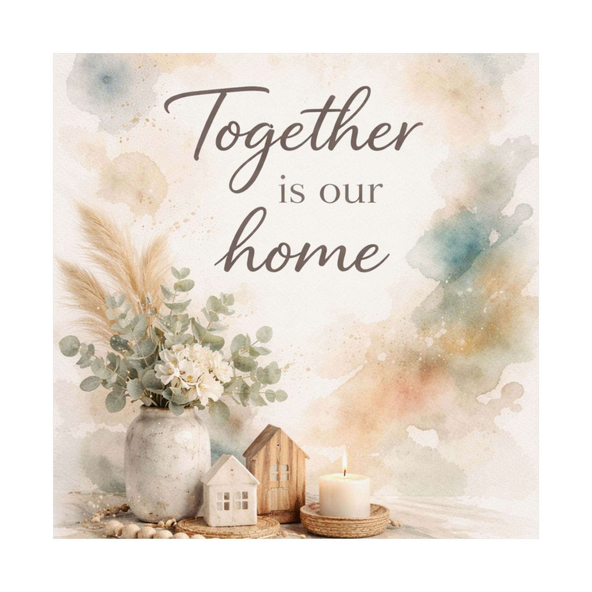 Together Is Our Home Watercolor Matte Poster — Farmhouse Wall Art