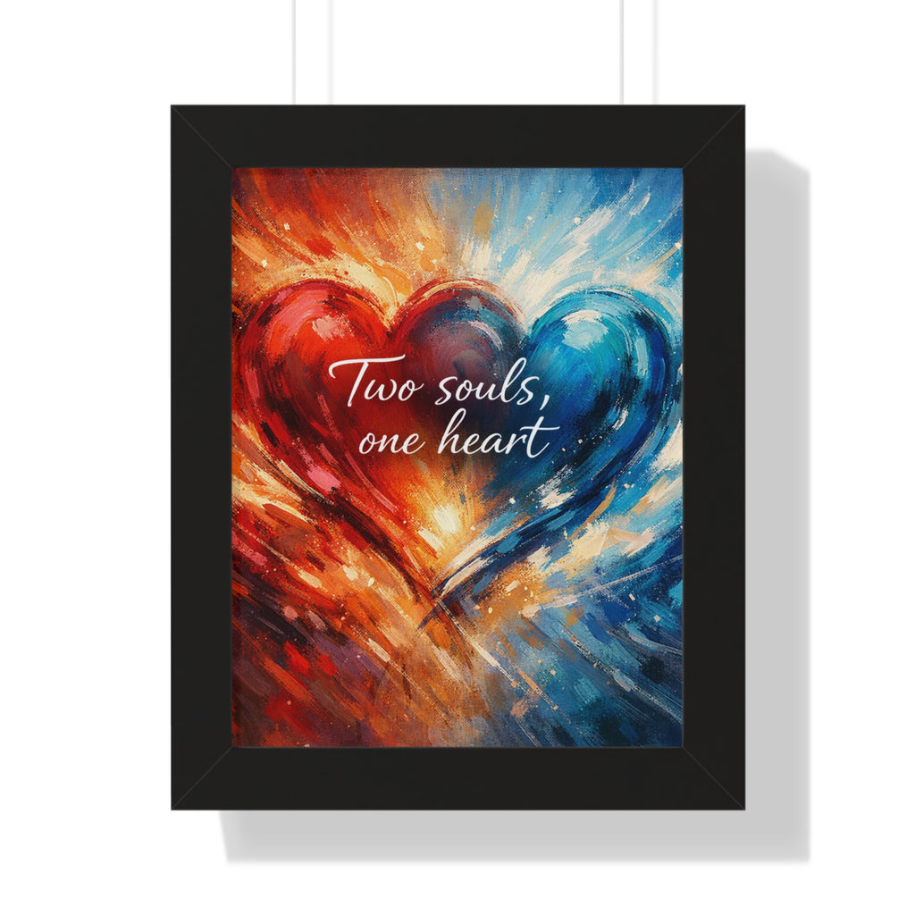 Two Souls One Heart Romantic Art Framed Poster