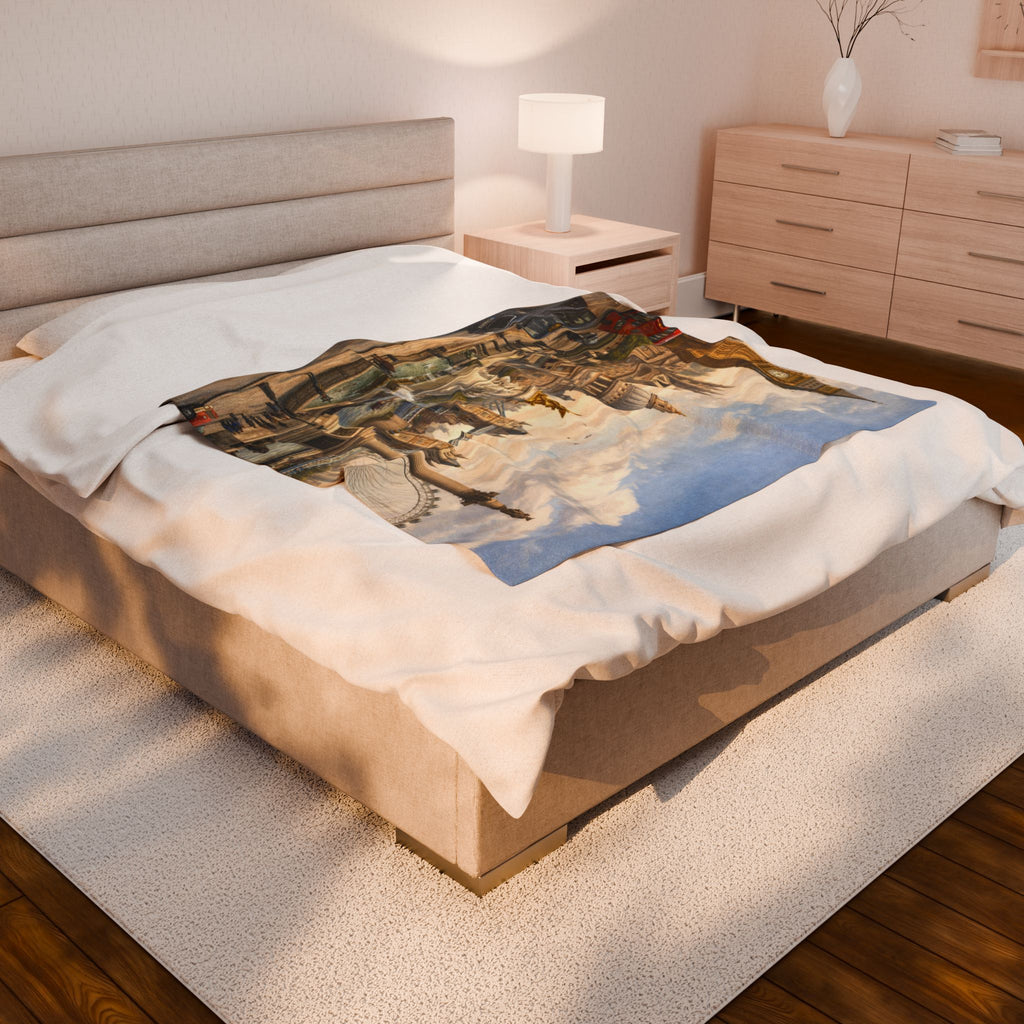 London Cityscape Velveteen Plush Blanket